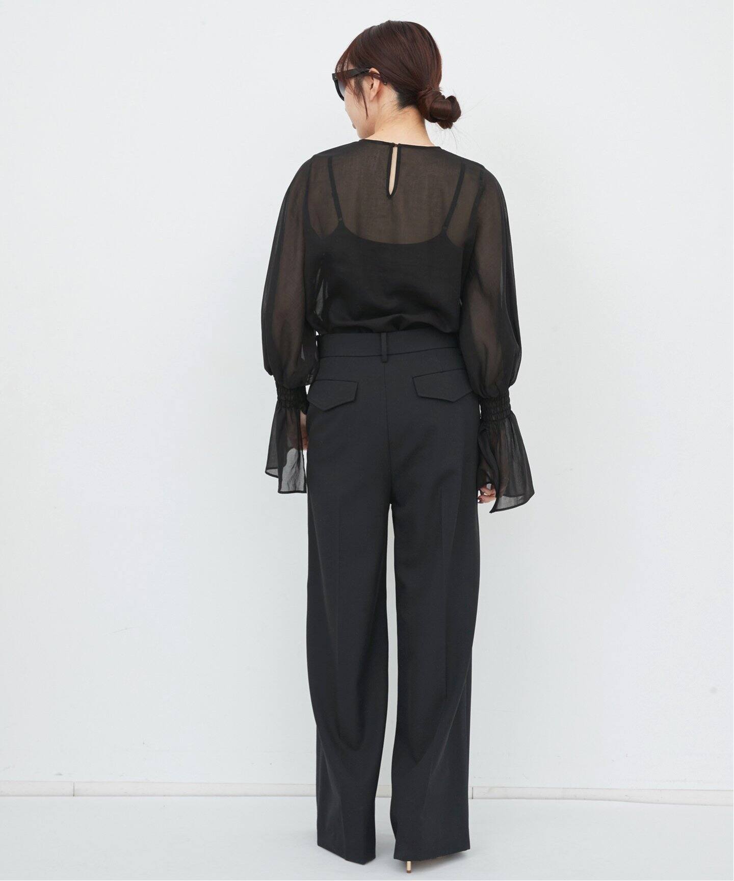 Sheer Voile Shirring Blouse（シャツ／ブラウス）｜L 