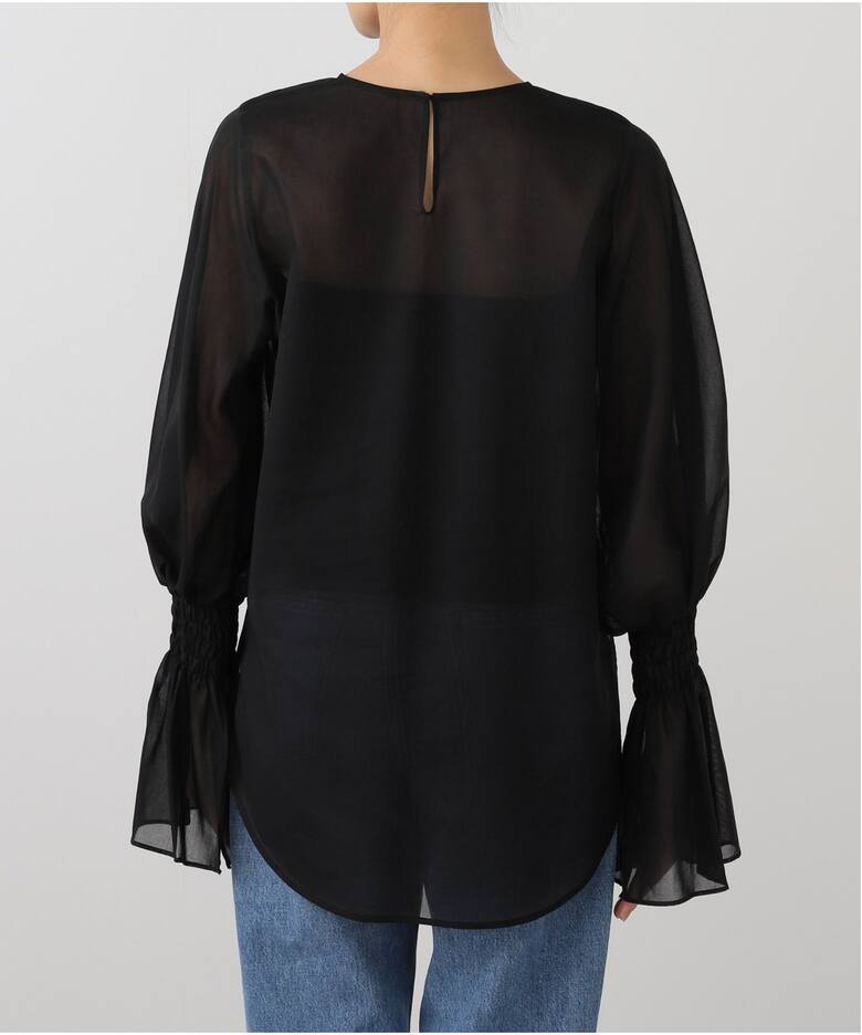 Sheer Voile Shirring Blouse（シャツ／ブラウス）｜L