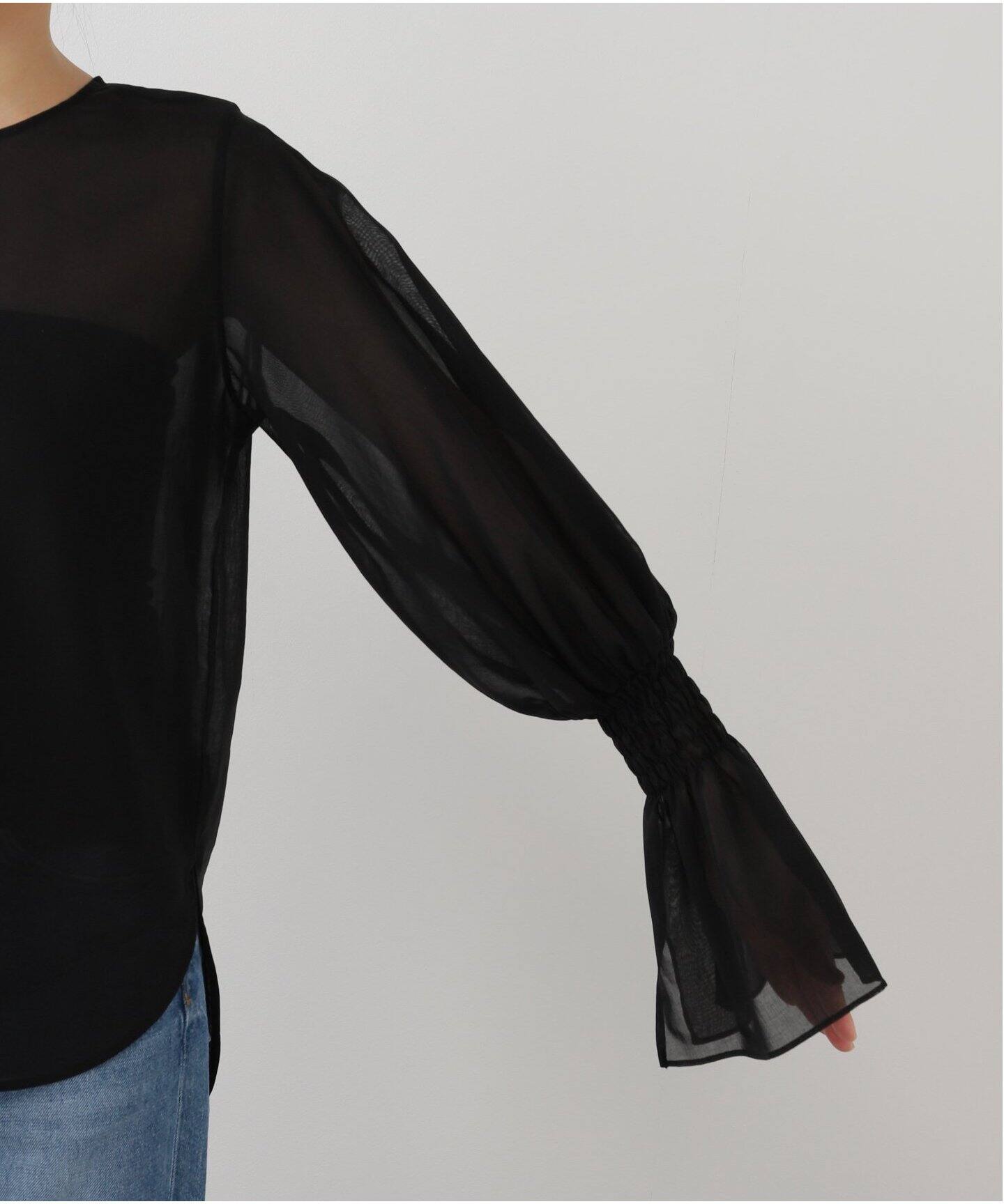 Sheer Voile Shirring Blouse（シャツ／ブラウス）｜L 