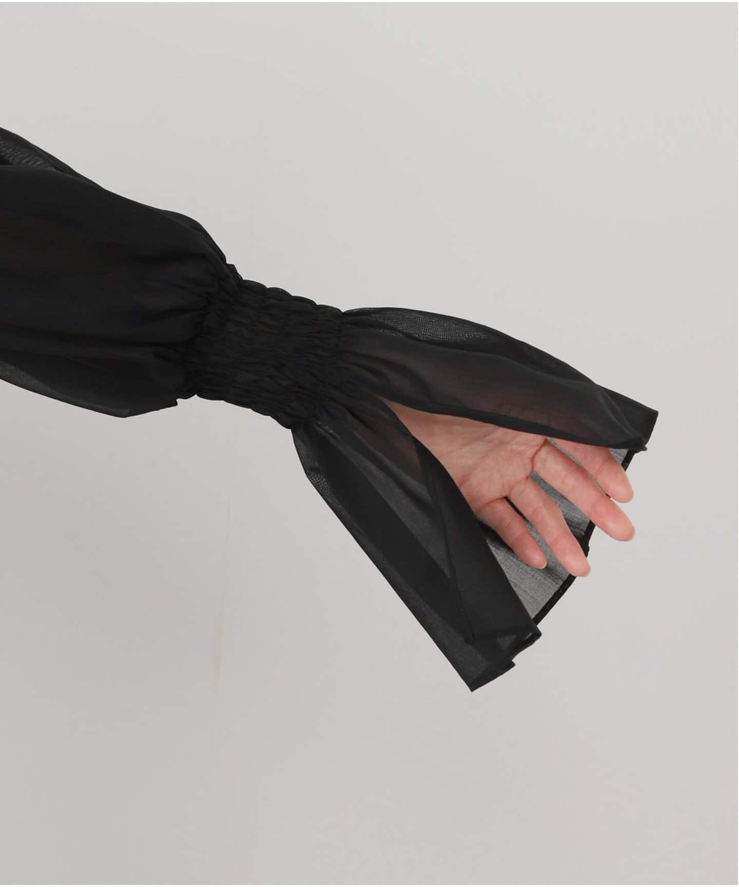 L'Appartementアパルトモンシャーリングブラウス Sheer Voile Shirring Blouse（シャツ／ブラウス）｜L