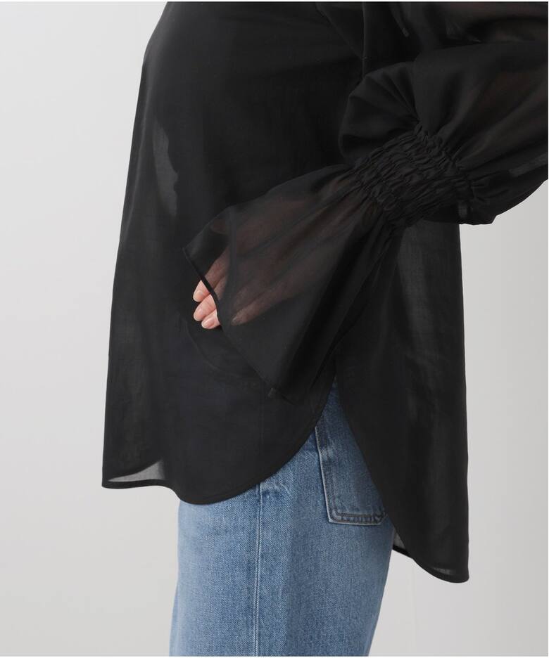 Sheer Voile Shirring Blouse（シャツ／ブラウス）｜L