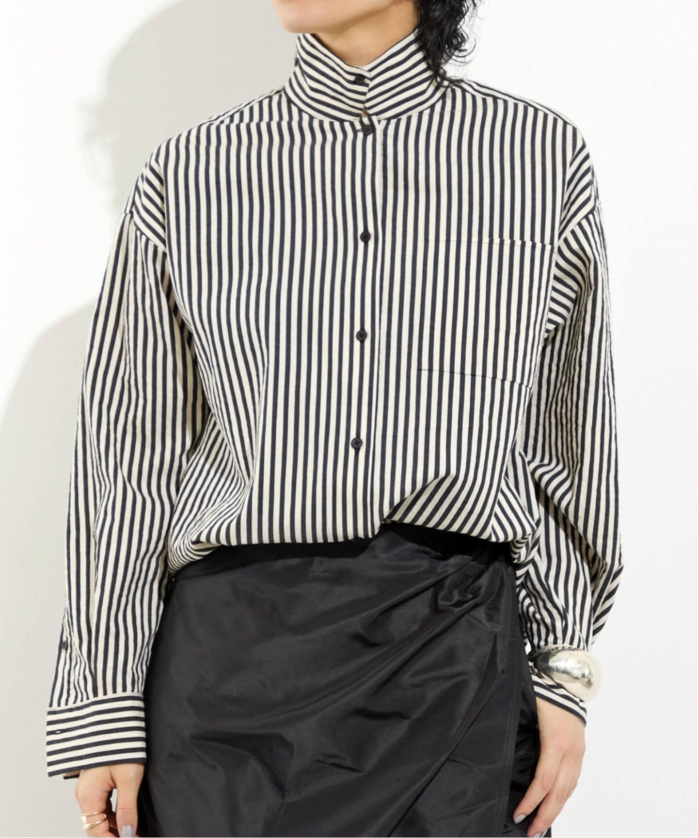 ローベリイテアンドシーオー アパルトモン取扱 Stripe Shirt ORDINARY JOY/オーディナリー ジョイ】SILK COTTON STRIPE SHIRT