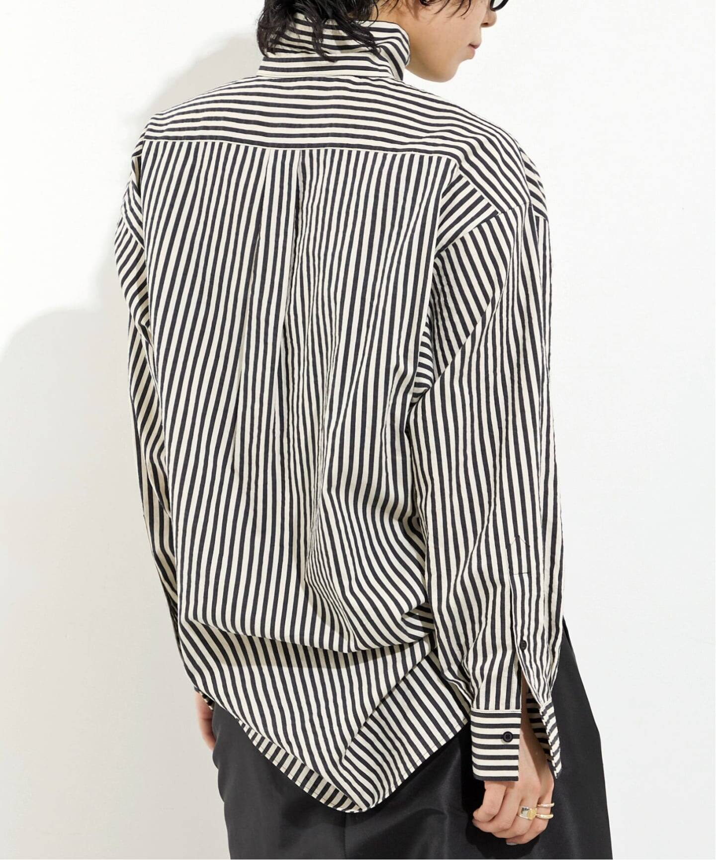 ORDINARY JOY/オーディナリー ジョイ】SILK COTTON STRIPE SHIRT