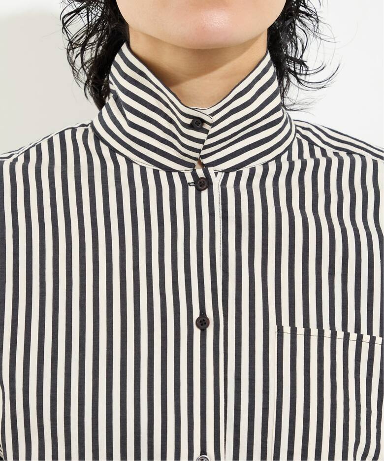ORDINARY JOY/オーディナリー ジョイ】SILK COTTON STRIPE SHIRT 