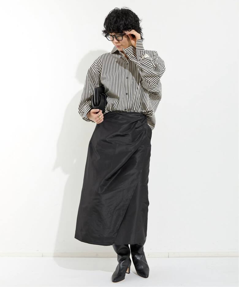 ORDINARY JOY/オーディナリー ジョイ】SILK COTTON STRIPE SHIRT 