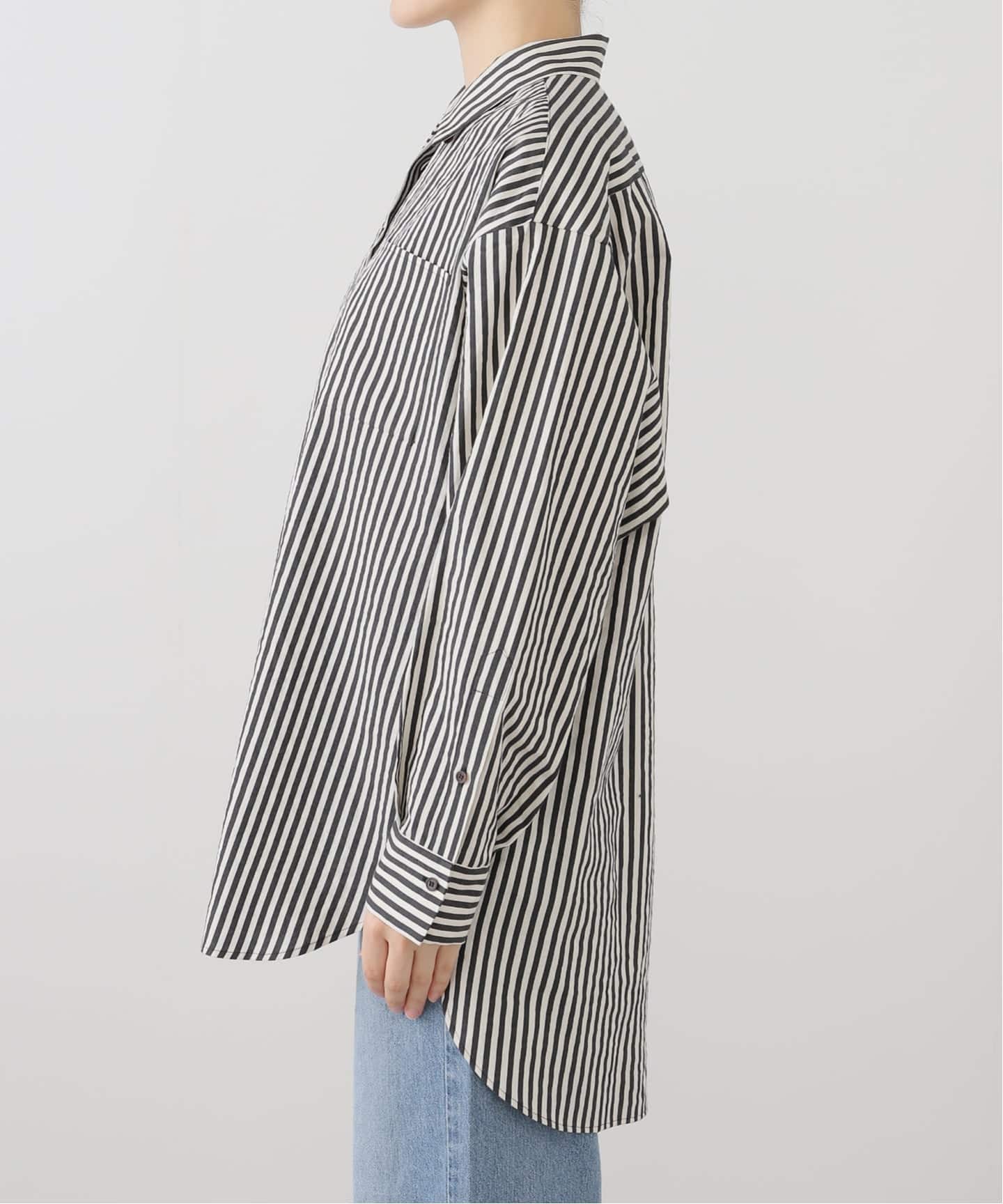 ORDINARY JOY/オーディナリー ジョイ】SILK COTTON STRIPE SHIRT