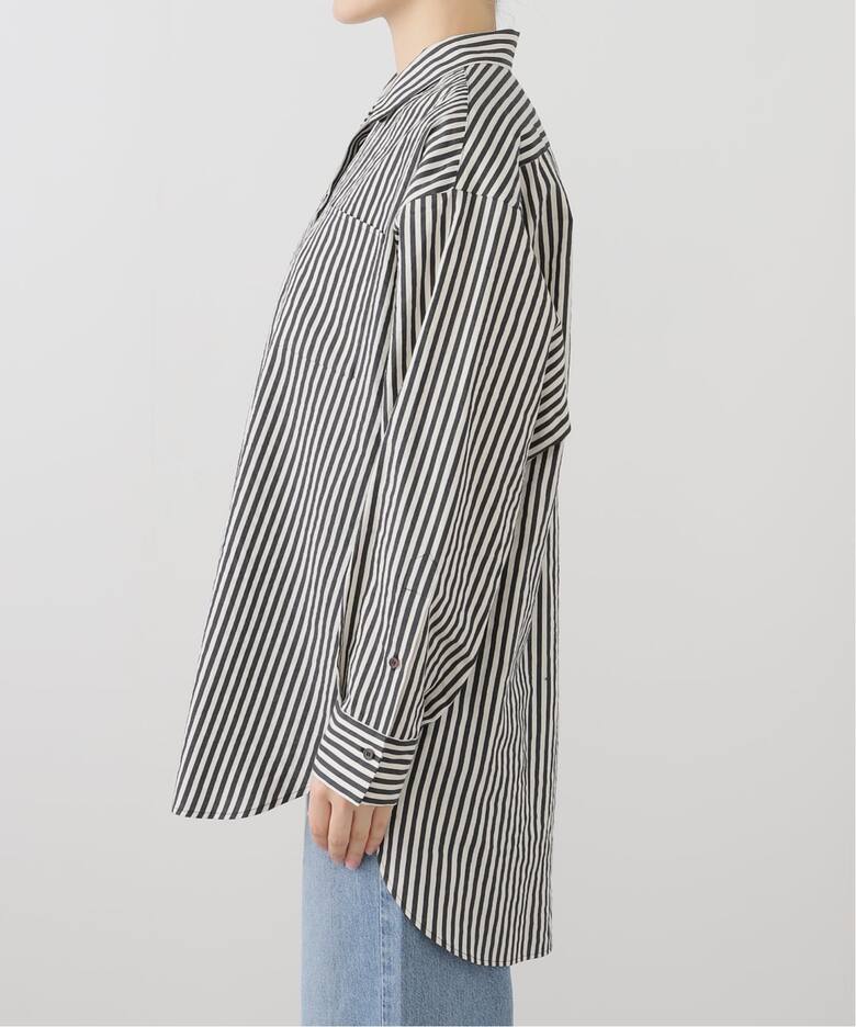 ORDINARY JOY/オーディナリー ジョイ】SILK COTTON STRIPE SHIRT 