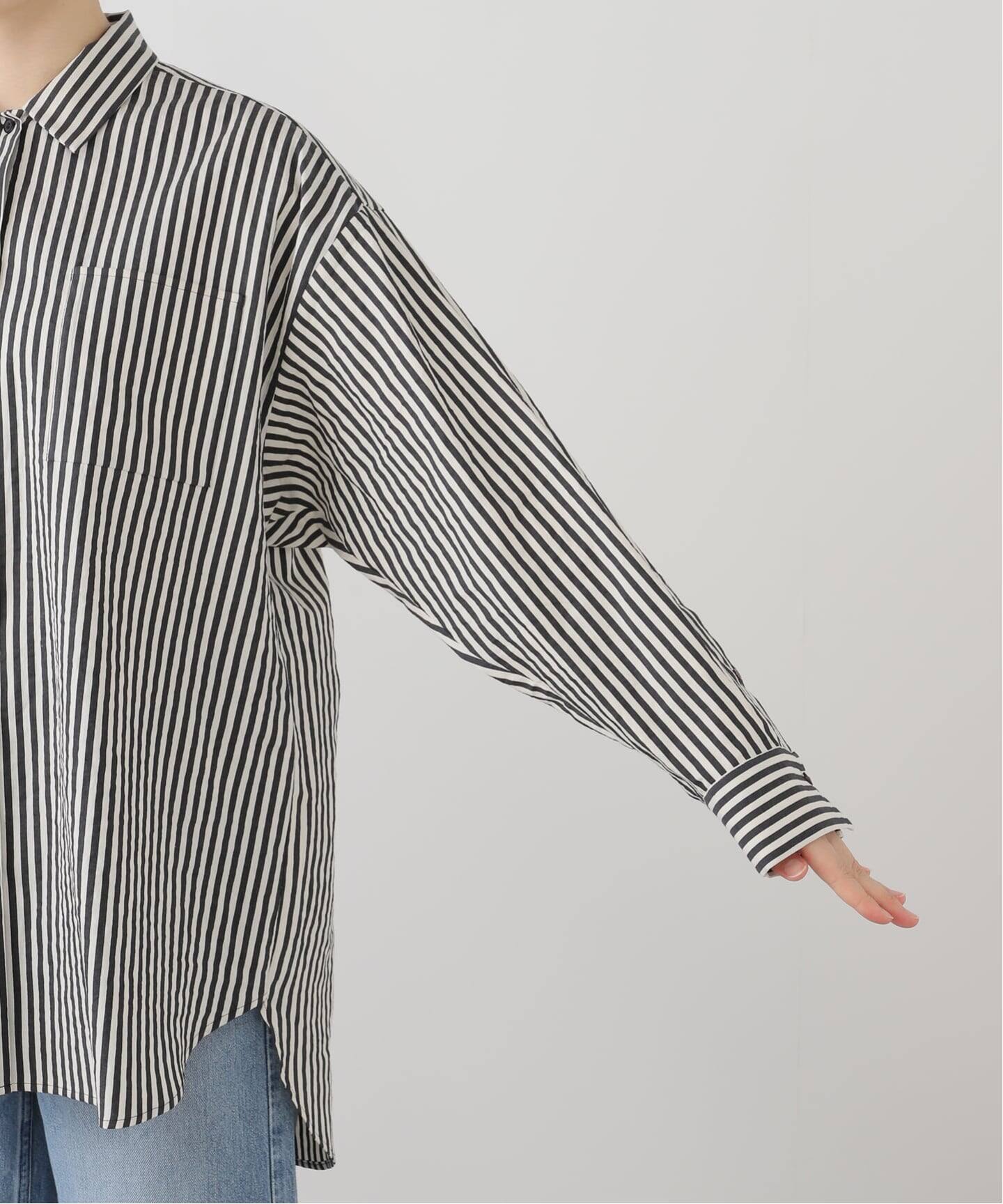 ORDINARY JOY/オーディナリー ジョイ】SILK COTTON STRIPE SHIRT