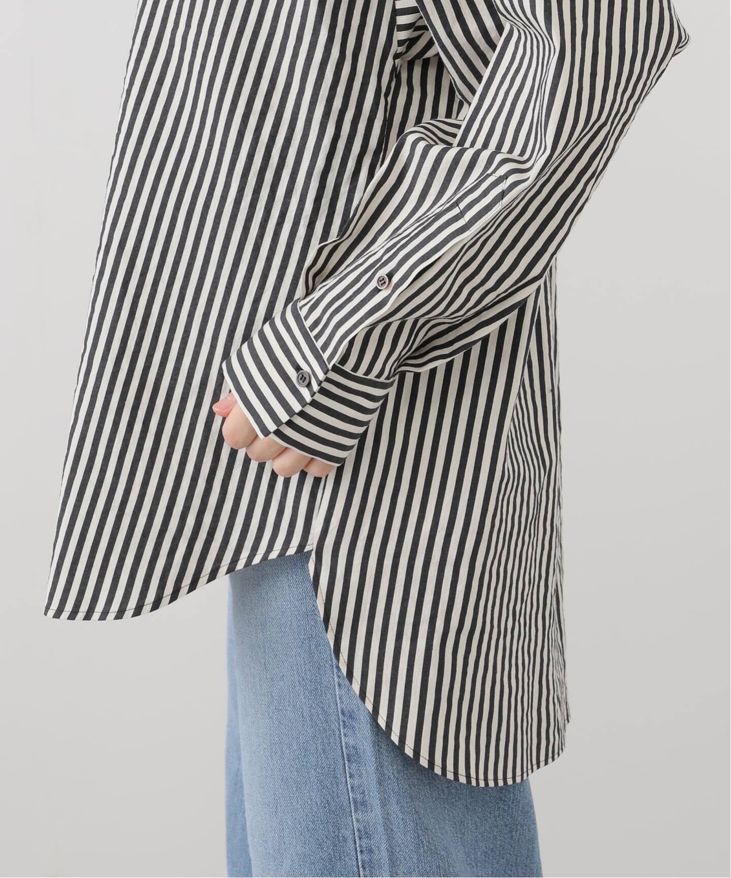 ORDINARY JOY/オーディナリー ジョイ】SILK COTTON STRIPE SHIRT