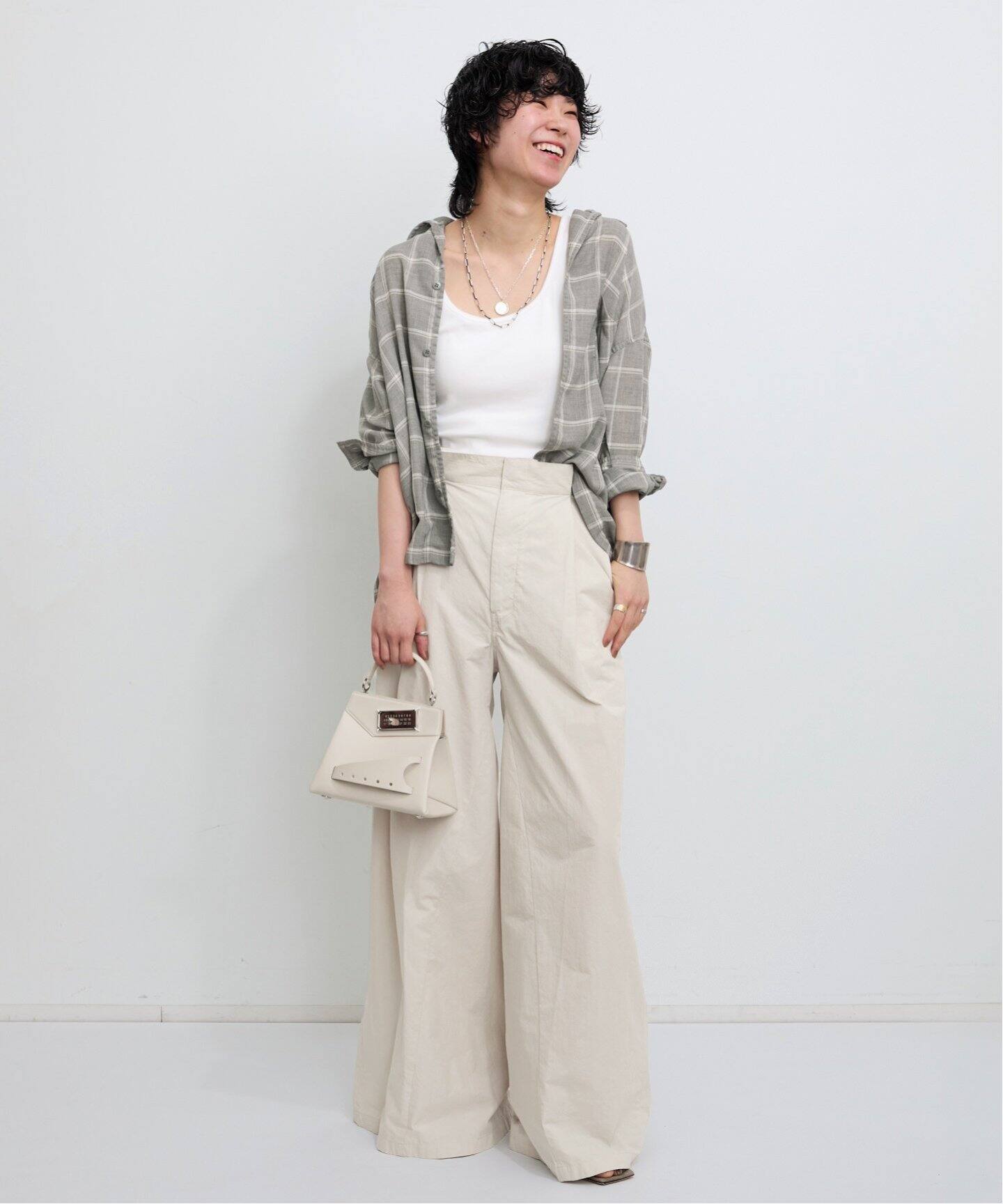 REMI RELIEF　CHECK 2 WAY SHIRT　ベージュ REMI RELIEF/レミレリーフ】CHECK 2WAY SHIRT L'Appartement