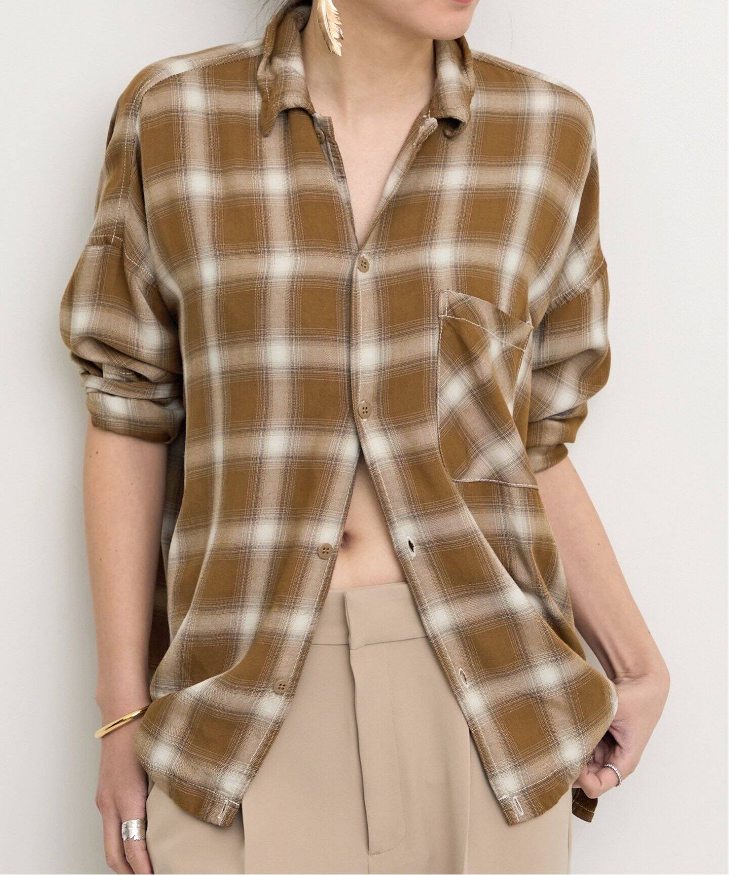 REMI RELIEF/レミ レリーフ】 CHECK 2 WAY SHIRT（シャツ／ブラウス 