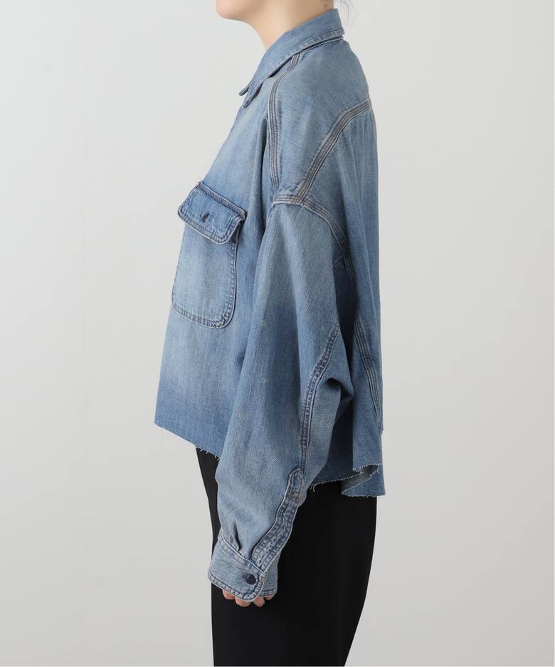 R13/アールサーティーン】 CROPPED DENIM SHIRT（シャツ／ブラウス 