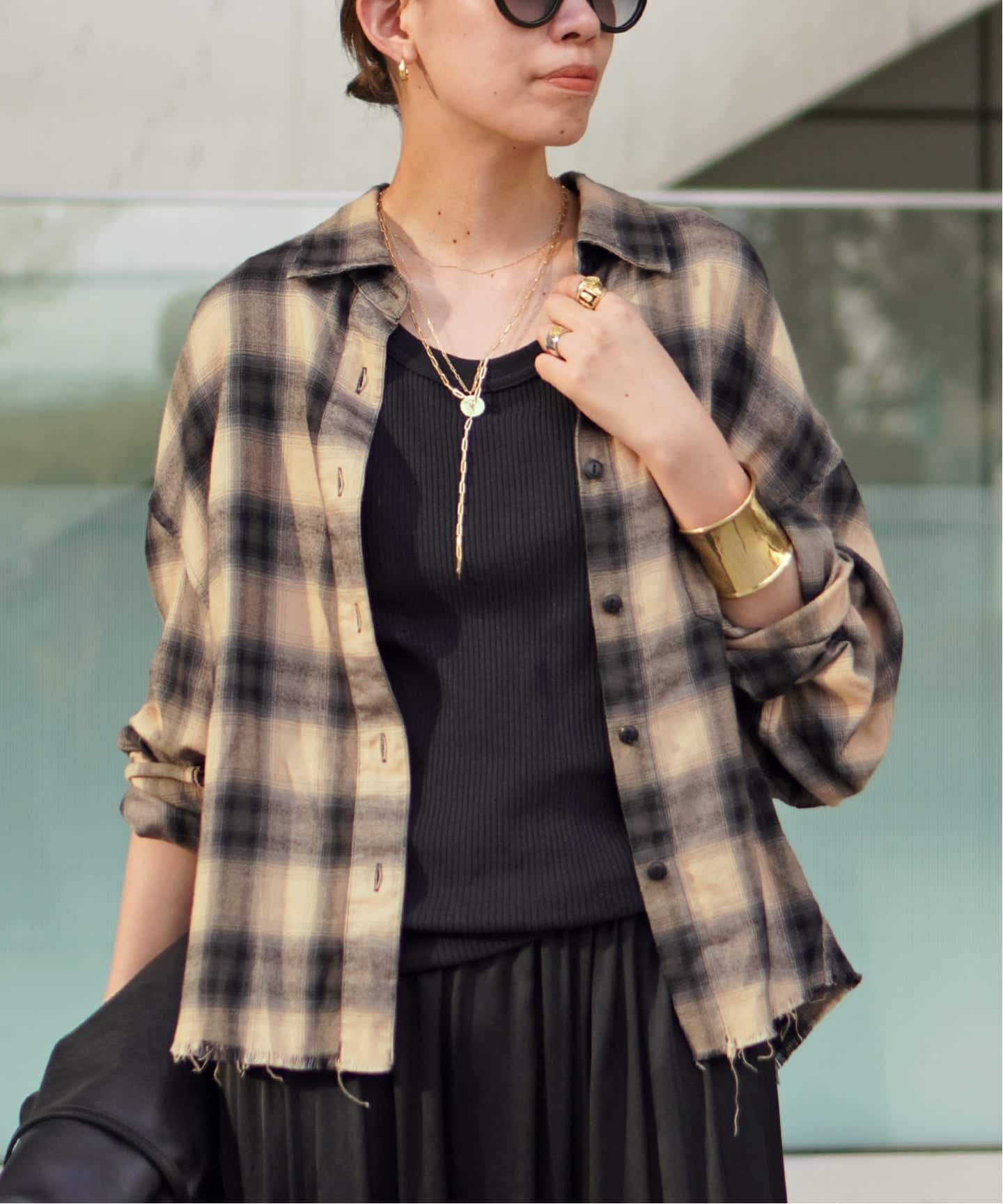 クロップドチェックシャツ（シャツ／ブラウス）｜AP STUDIO（エーピー