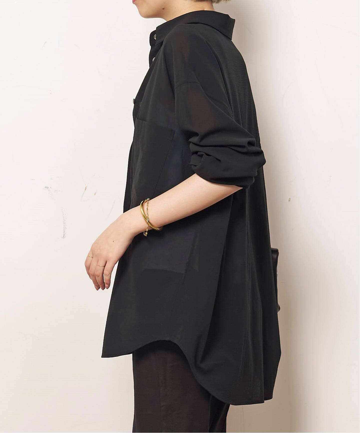 *Cotton Sheer Wash シャツ　ネイビー Cotton Sheer Wash シャツ（シャツ/ブラウス）｜Deuxieme Classe