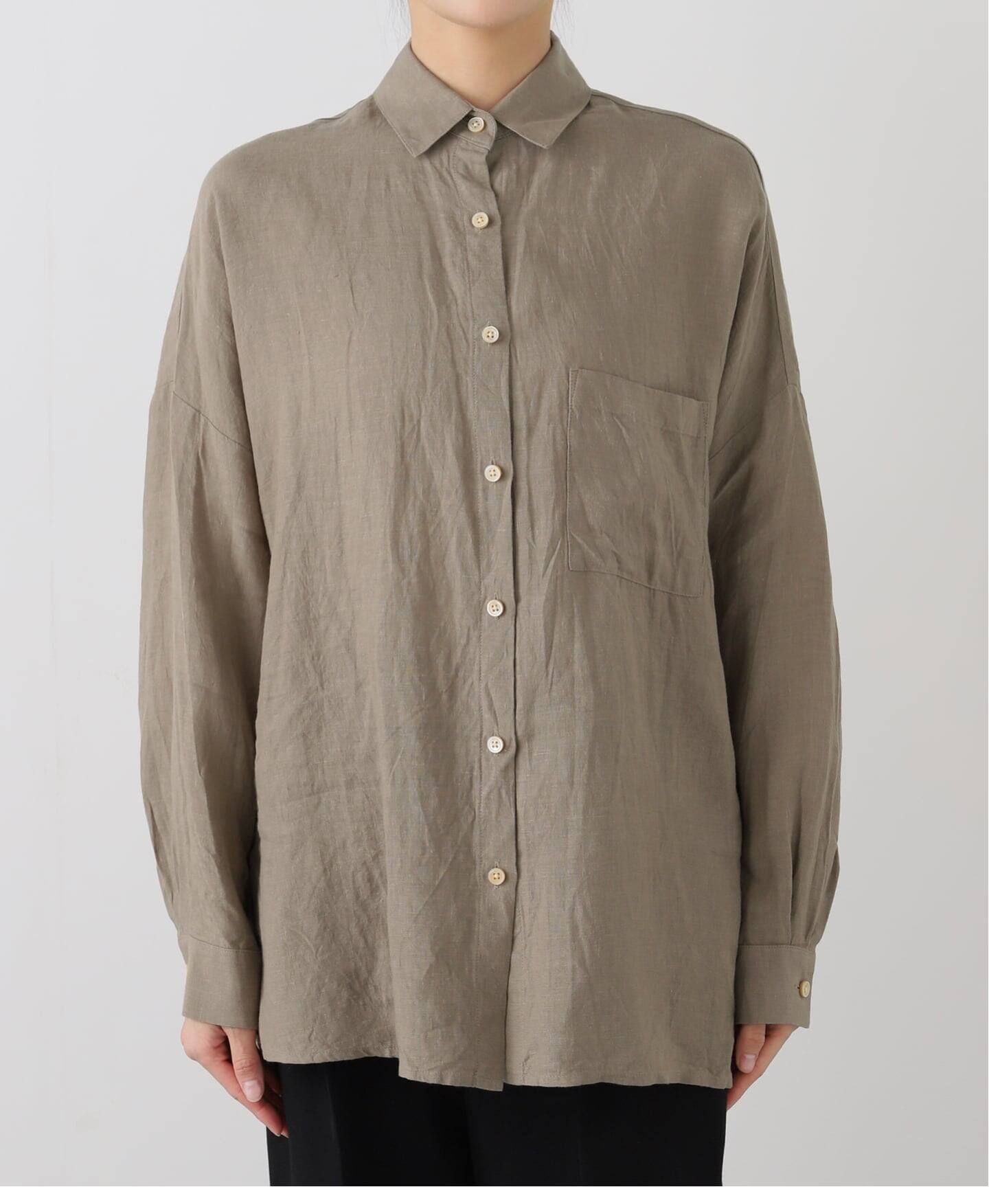 AP STUDIO - ほぼ未使用✨️2022年　エーピーストゥディオ　Grey wool シャツ　薄手 New Linen Wide Shirt（シャツ／ブラウス）｜AP STUDIO