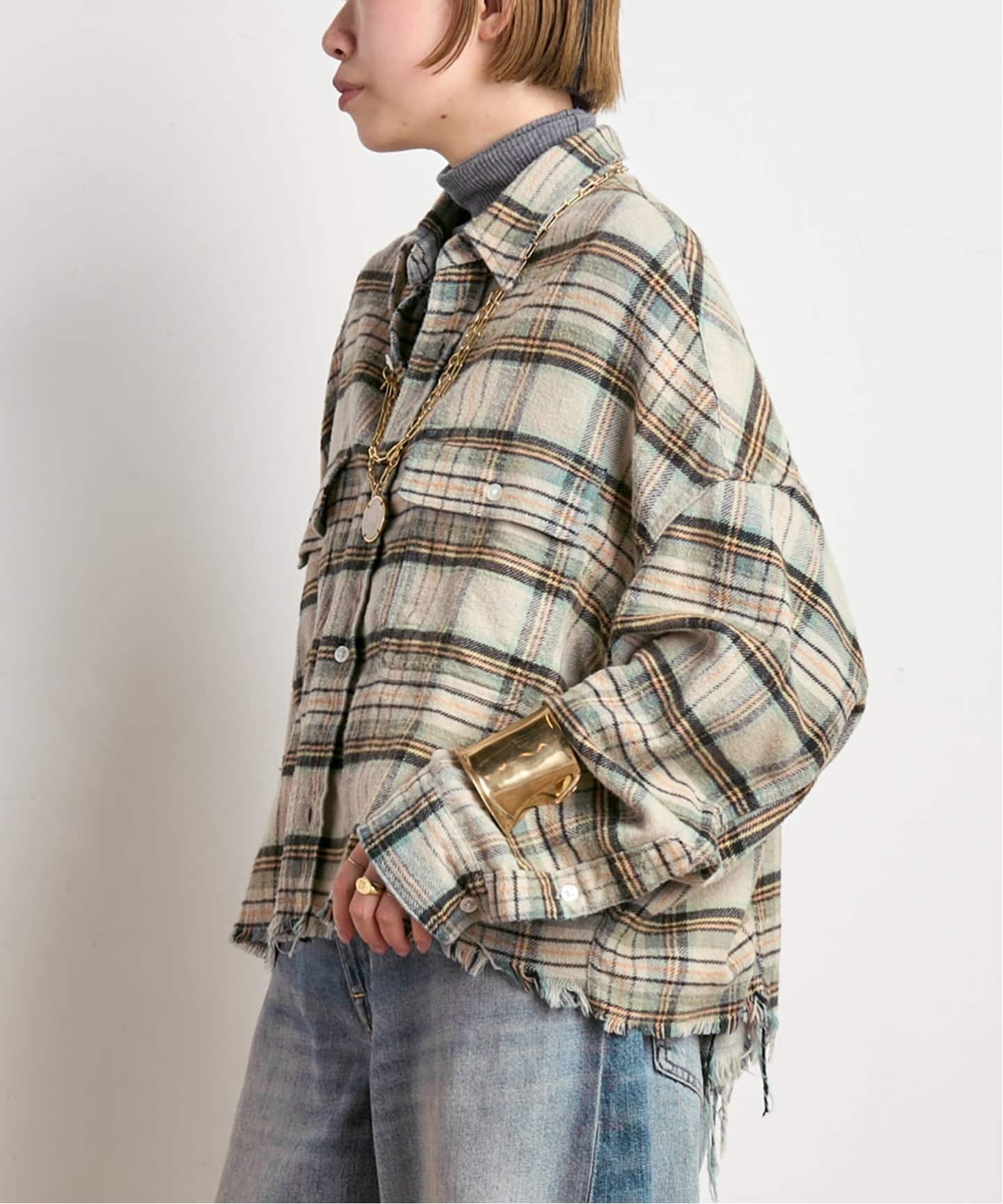 シャツ+ブラウス(長袖+七分) R13 Cropped Work Shirt  AP STUDIO R13/アールサーティーン】Cropped Work Shirt（シャツ／ブラウス）｜AP