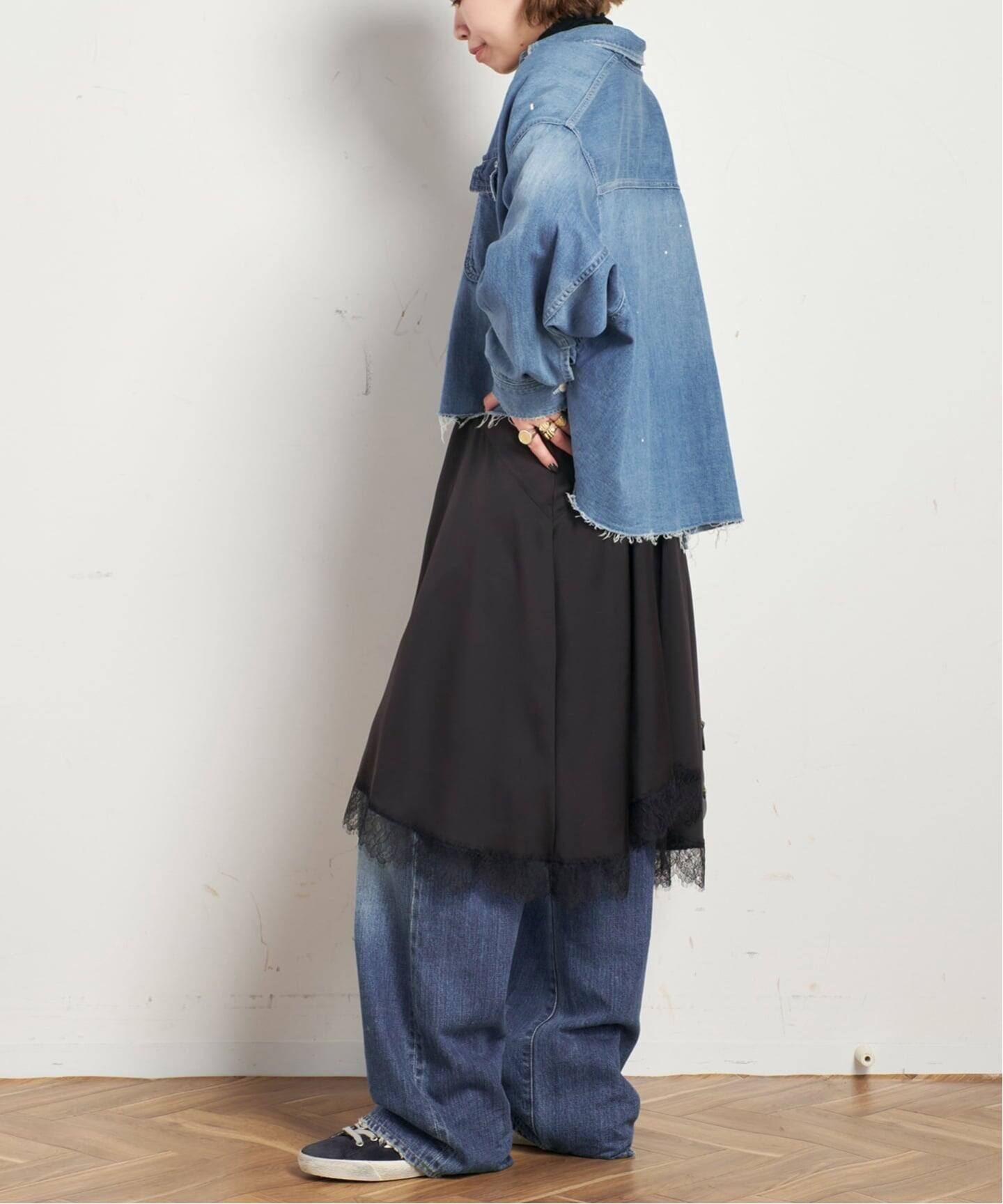 JOHNBULL/ジョンブル】デニムクロップドシャツ（シャツ／ブラウス