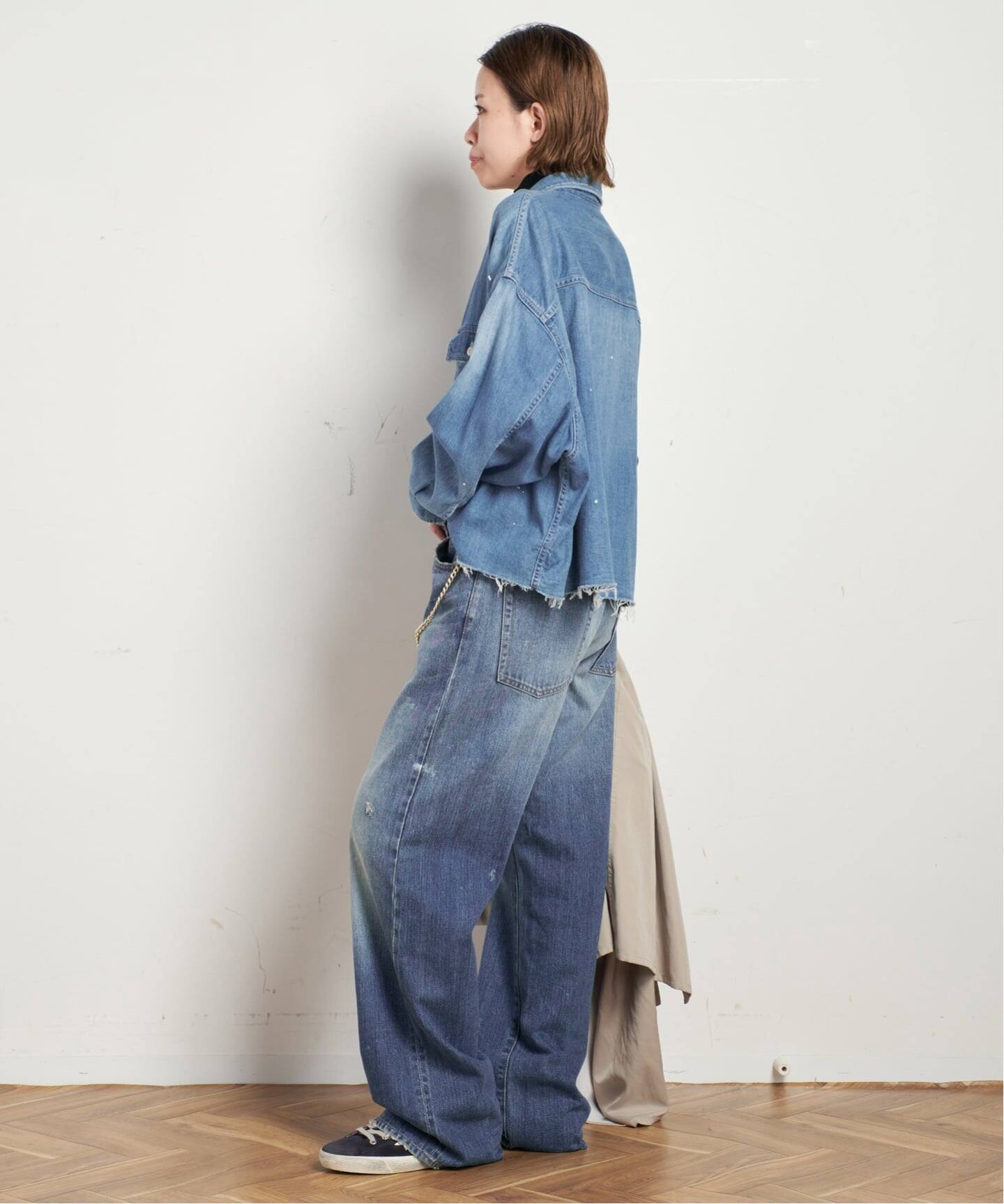 JOHNBULL/ジョンブル】デニムクロップドシャツ（シャツ／ブラウス