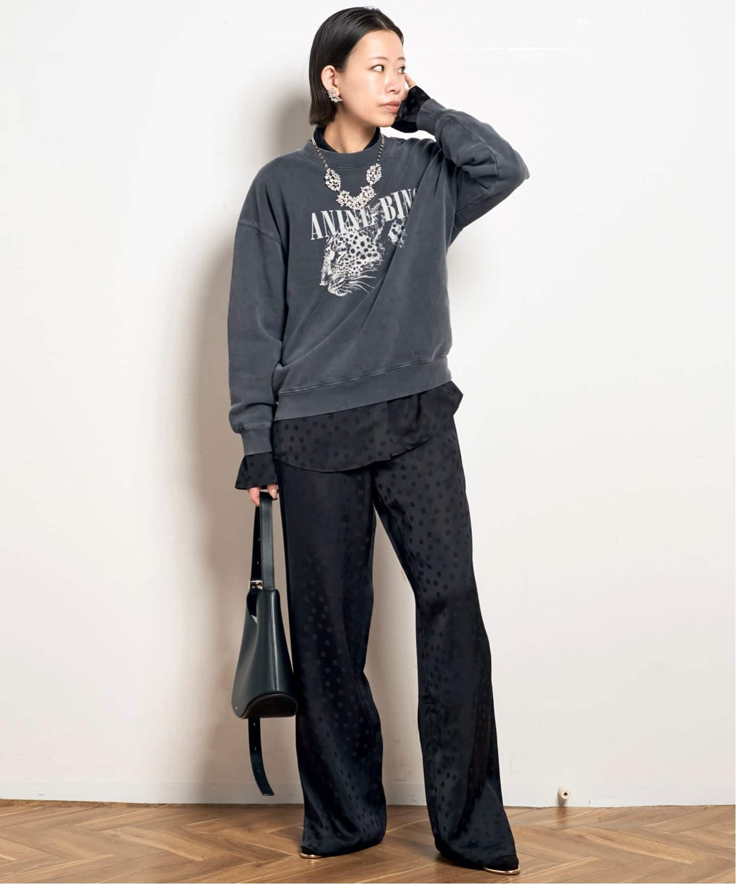 AP STUDIO ANINE BING ブラック Tシャツ ANINE BING/アニン ビン】DOT SHIRT（シャツ／ブラウス）｜AP STUDIO