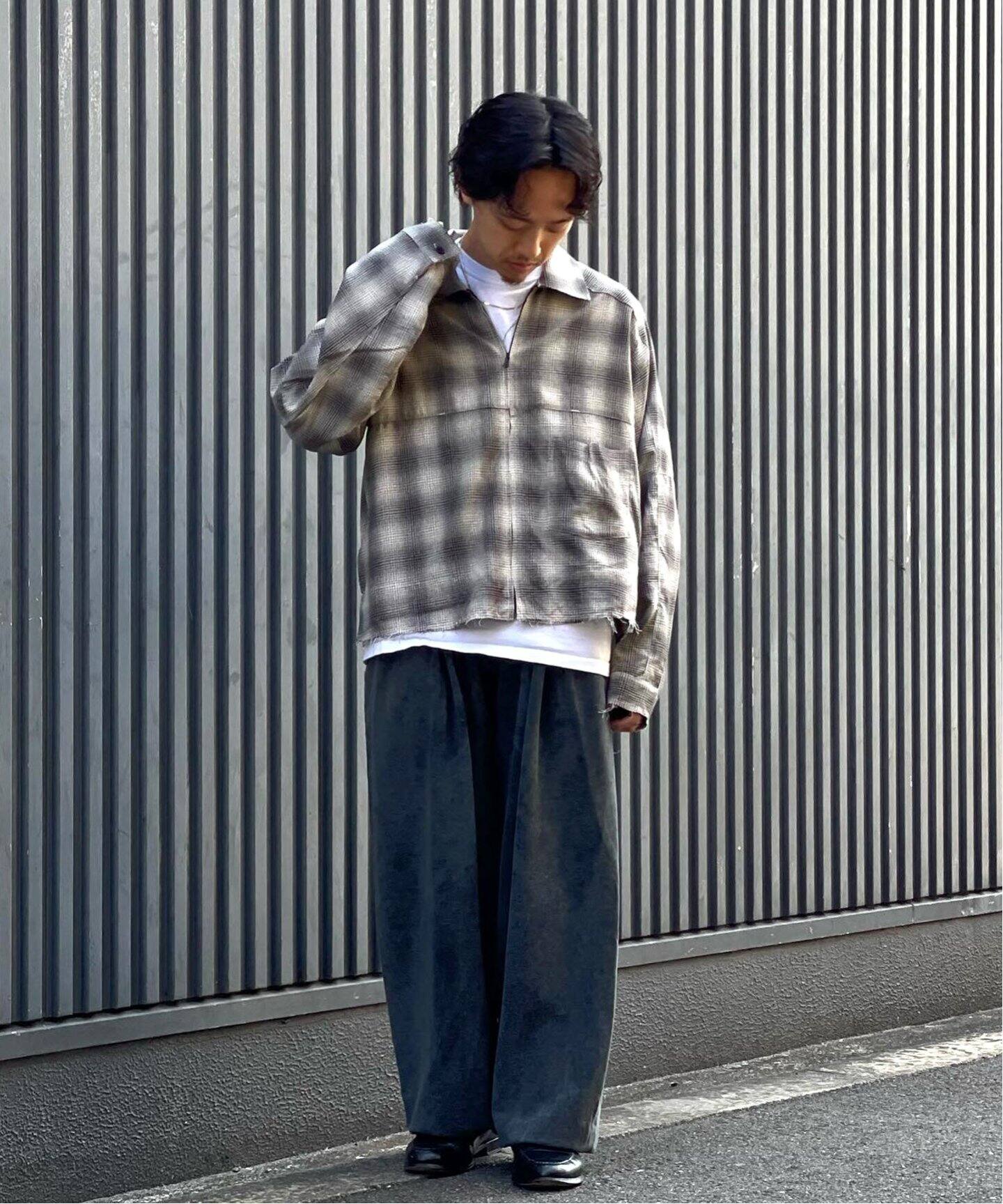 ANCELLM / アンセルム】 OMBRECHECK SHORT ZIPUP SHIRT ANCSH53- C 