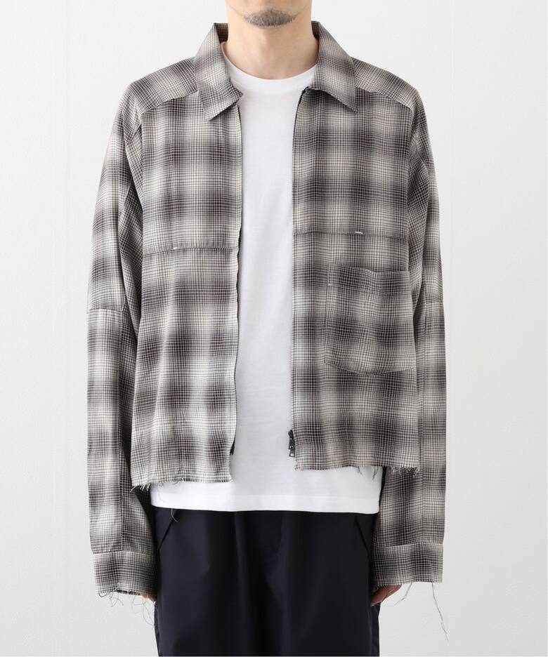 ANCELLM / アンセルム】 OMBRECHECK SHORT ZIPUP SHIRT ANCSH53- C 