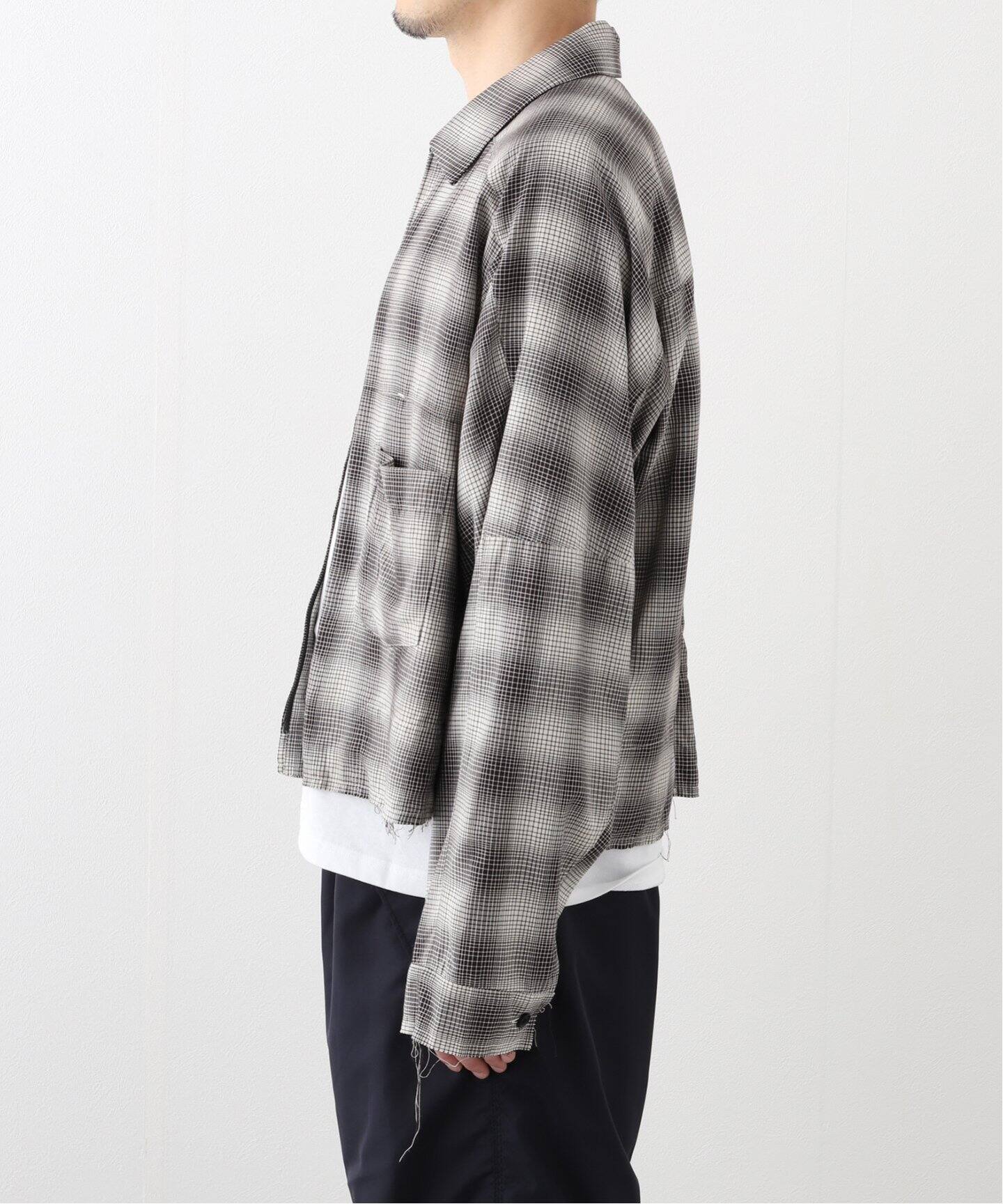 ANCELLM / アンセルム】 OMBRECHECK SHORT ZIPUP SHIRT ANCSH53