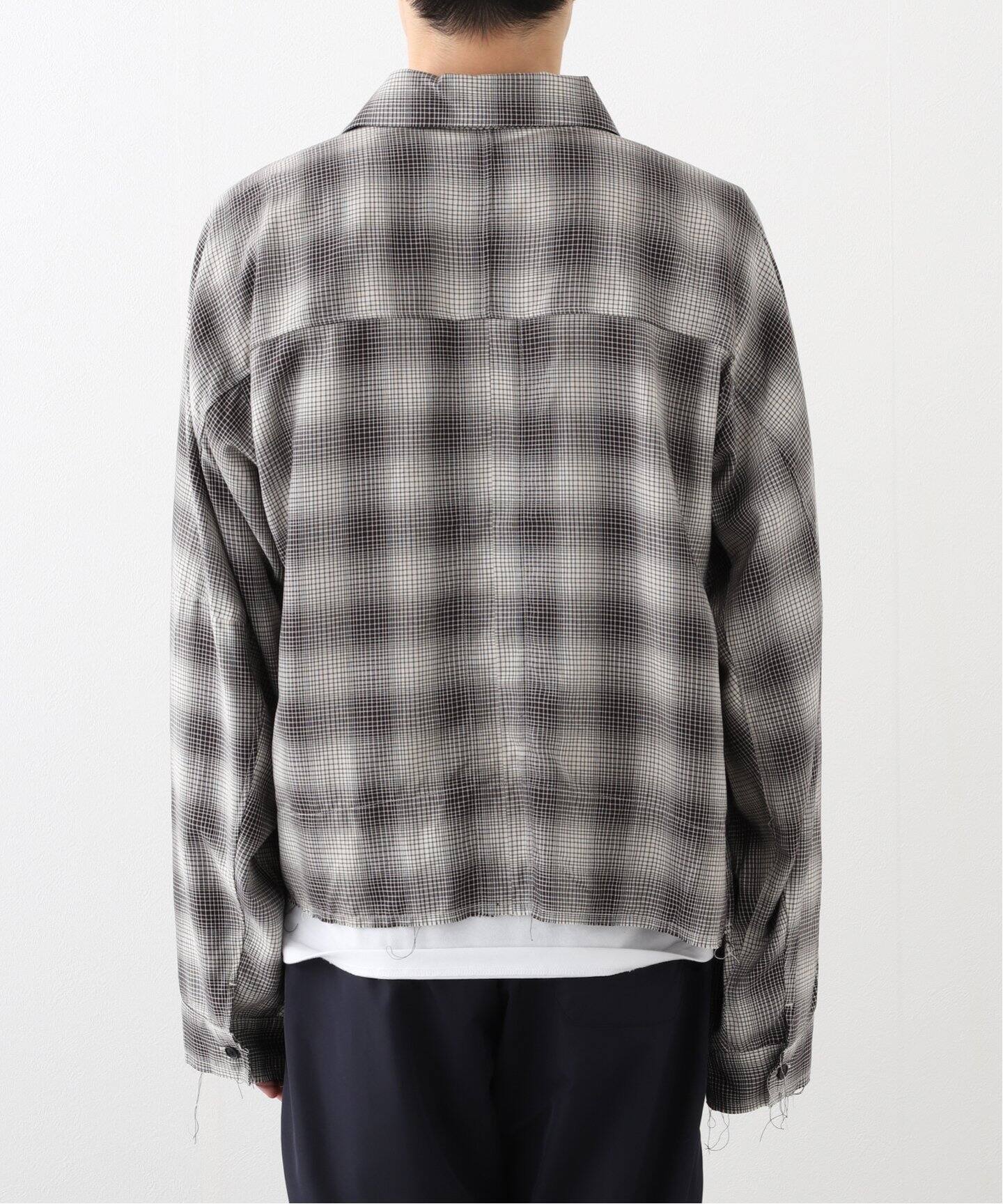 トップス ANCELLM OMBRE CHECK SHORT ZIPUP SHIRT ANCELLM（アンセルム） Ombre Check Short Zip-up Shirt