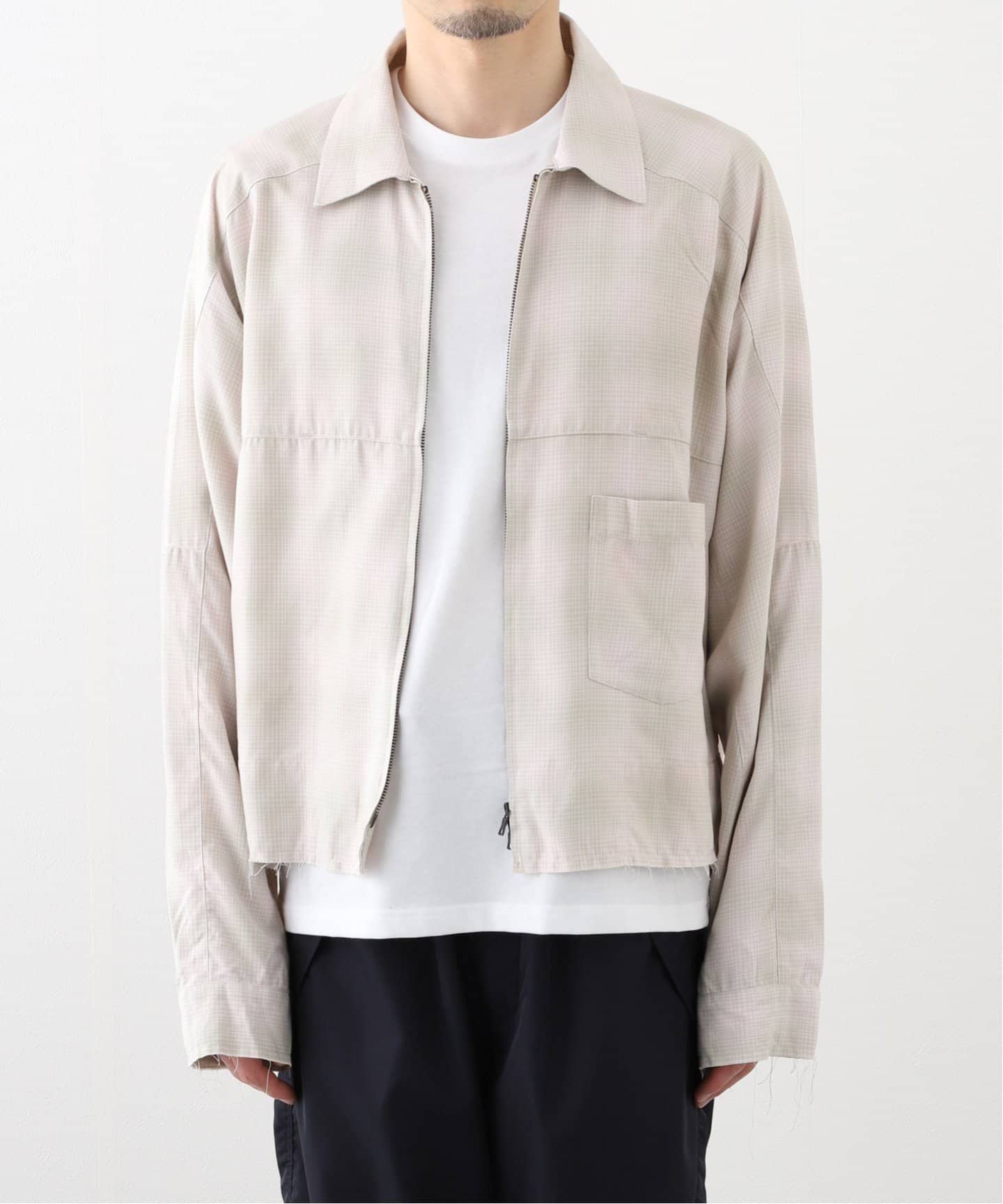 トップス ANCELLM OMBRECHECK SHORT ZIPUP SHIRT ANCELLM - OMBRECHECK SHORT ZIPUP SHIRT | BROWN | ジップ