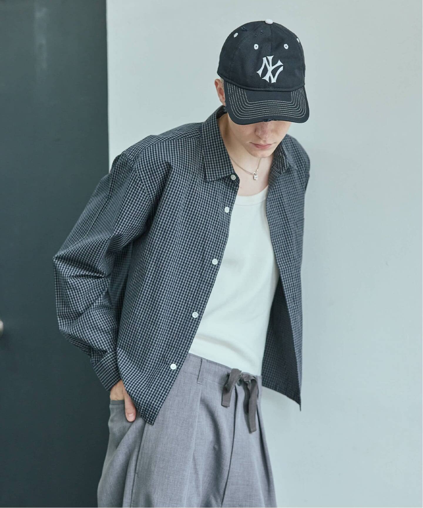 ミニ チェック クロップド 長袖 シャツ “短丈”（シャツ／ブラウス 