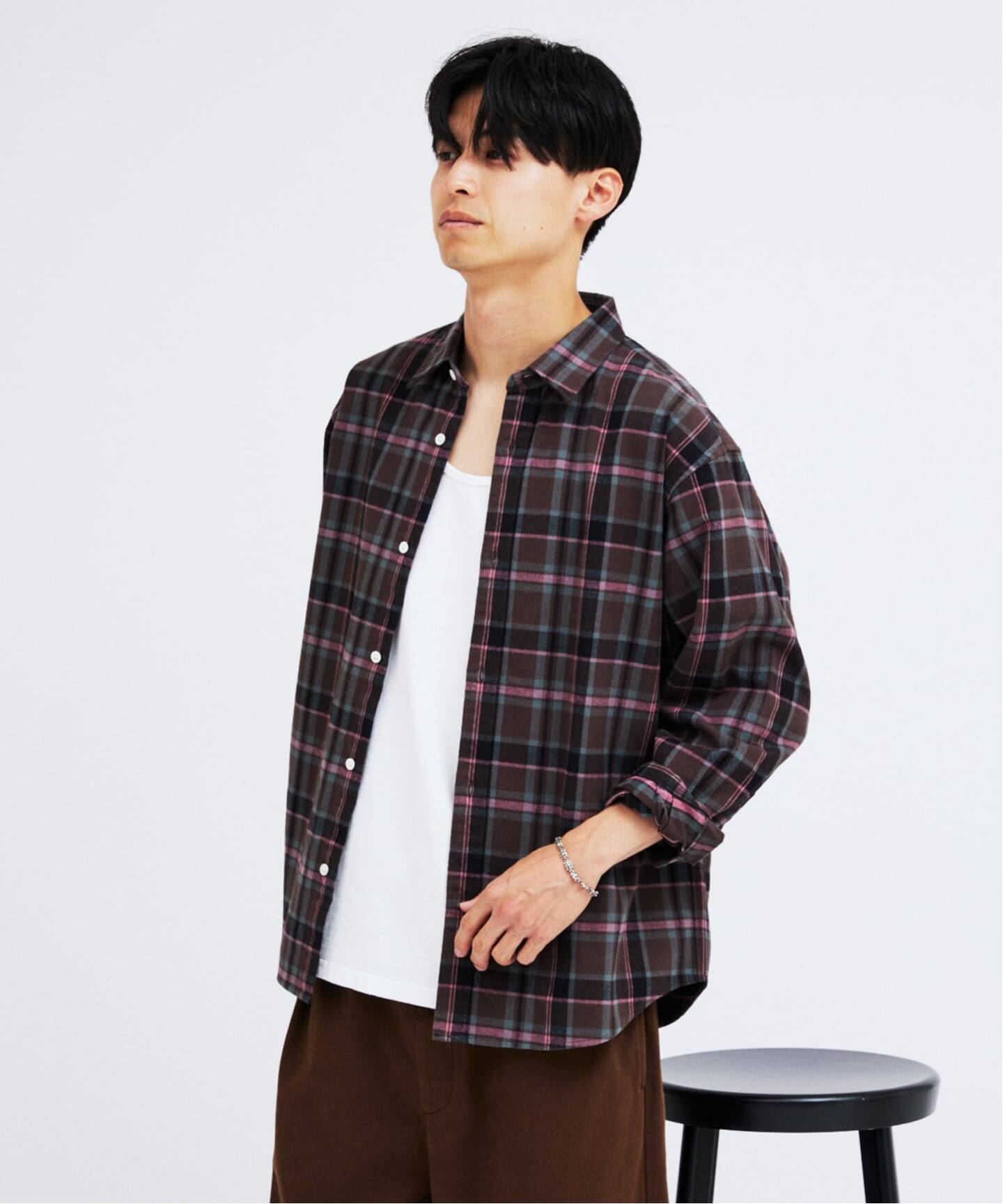 パターン レギュラー カラー ネル シャツ（シャツ／ブラウス