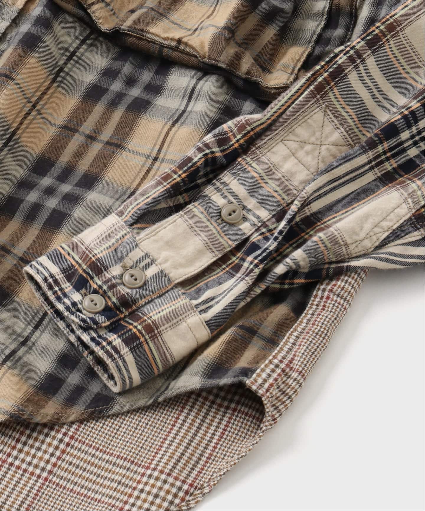 KATHARINE HAMNETT / キャサリン ハムネット CHECK MULTI FABRIC SHIRT