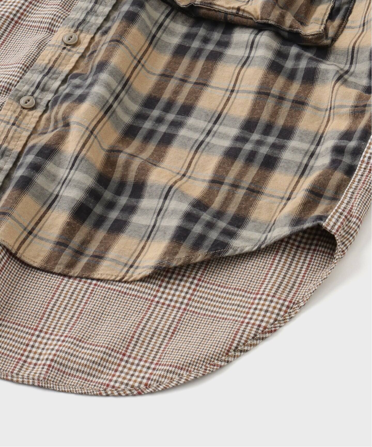 KATHARINE HAMNETT / キャサリン ハムネット CHECK MULTI FABRIC SHIRT