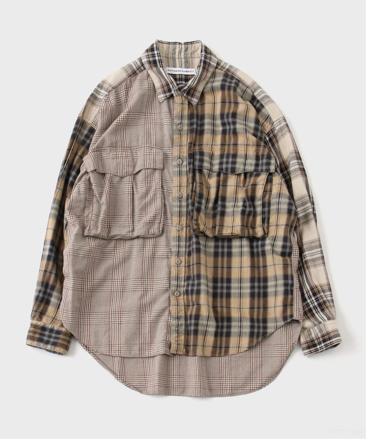 KATHARINE HAMNETT / キャサリン ハムネット CHECK MULTI FABRIC SHIRT