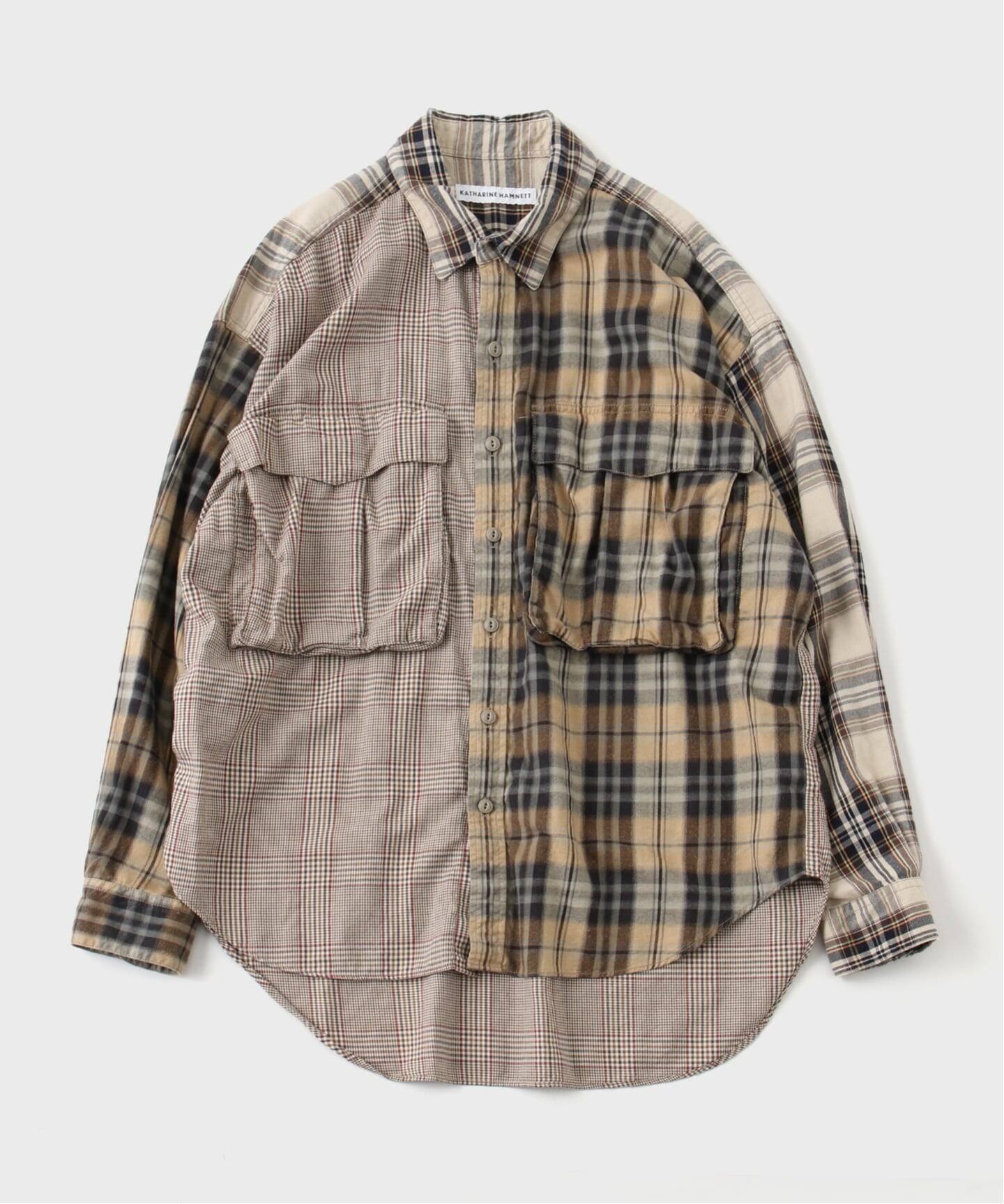 KATHARINE HAMNETT / キャサリン ハムネット CHECK MULTI FABRIC SHIRT 