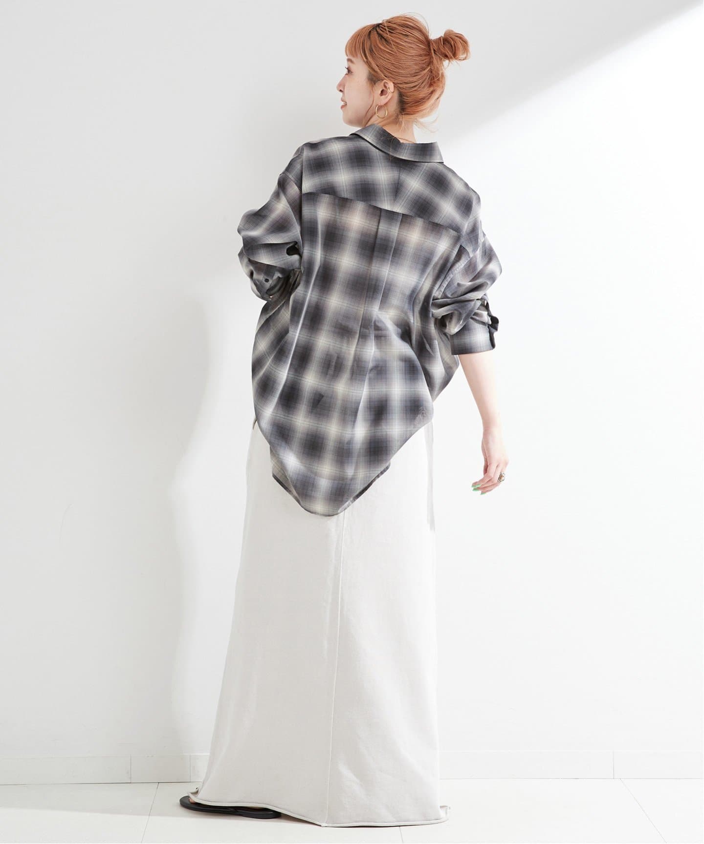 手洗い可 / シアーボイルチェックオーバーシャツ（シャツ／ブラウス