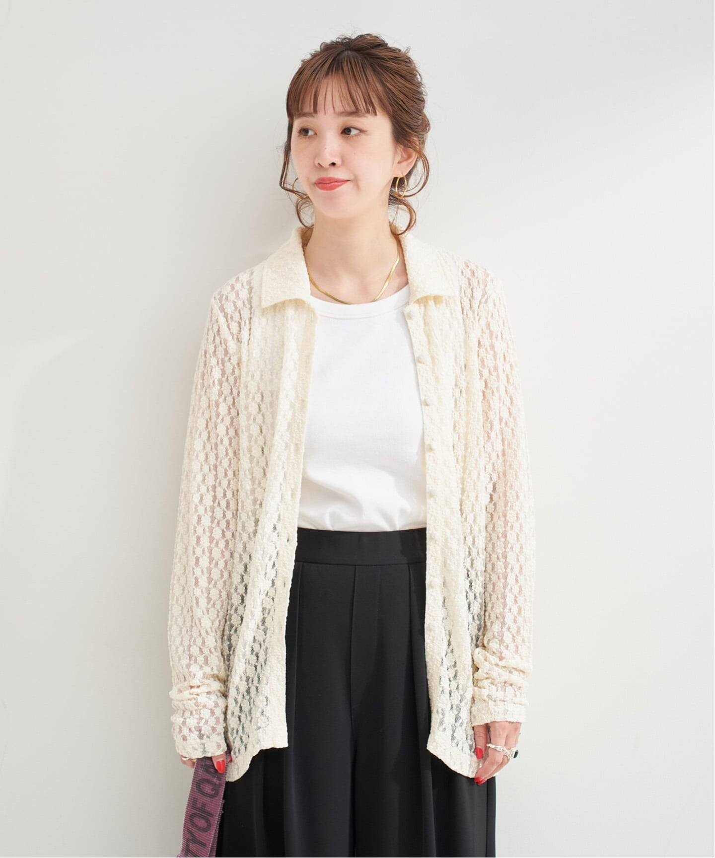 予約》【WEB限定】手洗い可 / レースシャツ（シャツ／ブラウス