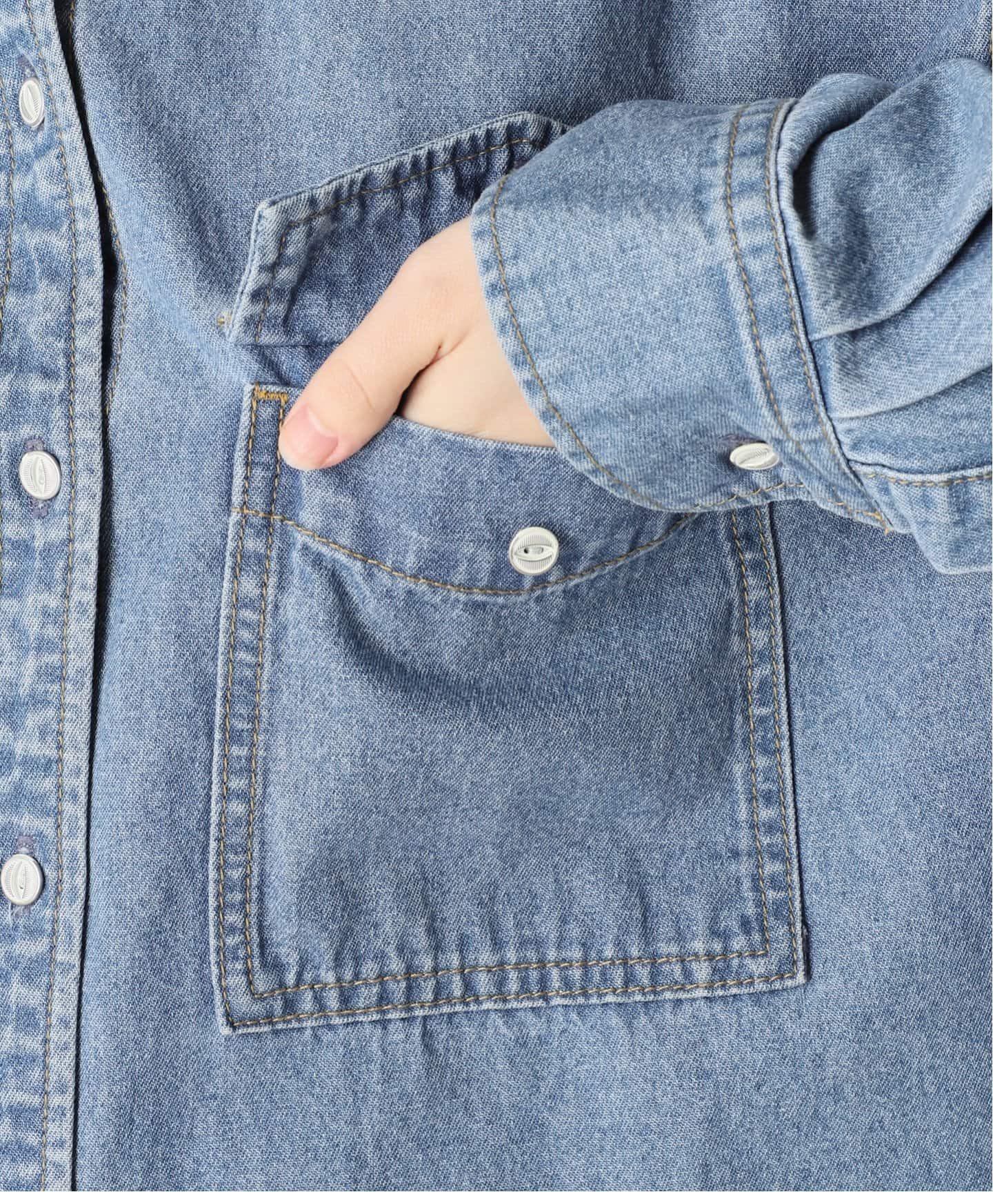 【美品】B.C Stock ベーセーストック デニムワーカーシャツ 追加4》【WEB限定】ウォッシャブル / デニムワーカーシャツ