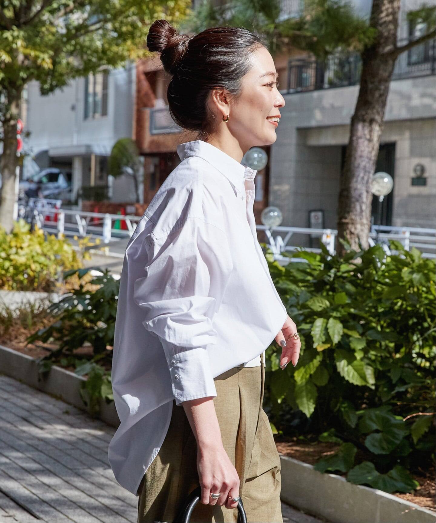 追加》無地ストライプポケットシャツ（シャツ／ブラウス）｜B.C