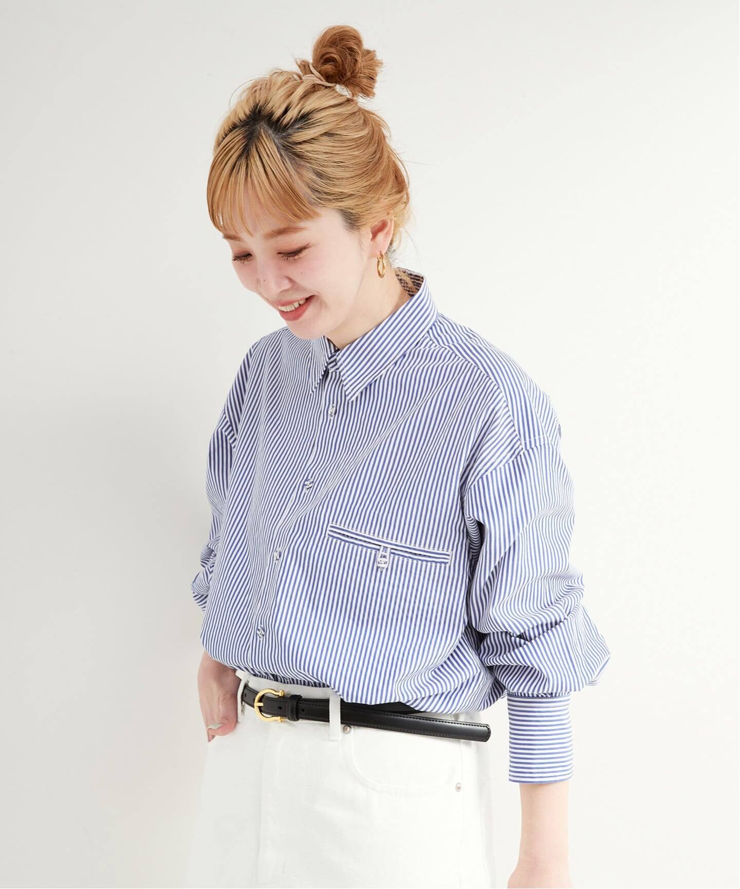 追加》無地ストライプポケットシャツ（シャツ／ブラウス）｜B.C STOCK