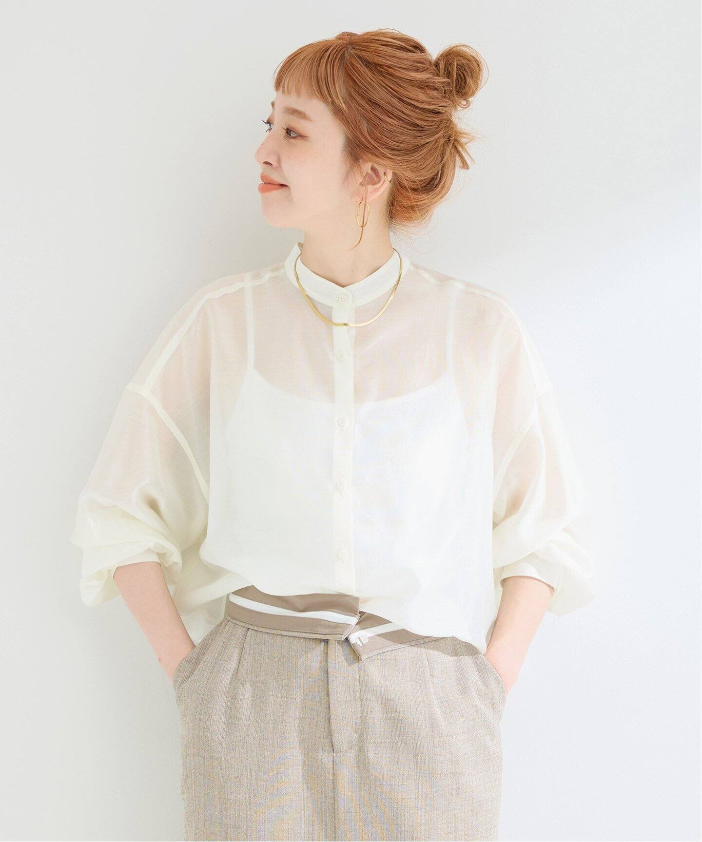 追加》ウォッシャブル / オーガンディクロップシャツ（シャツ