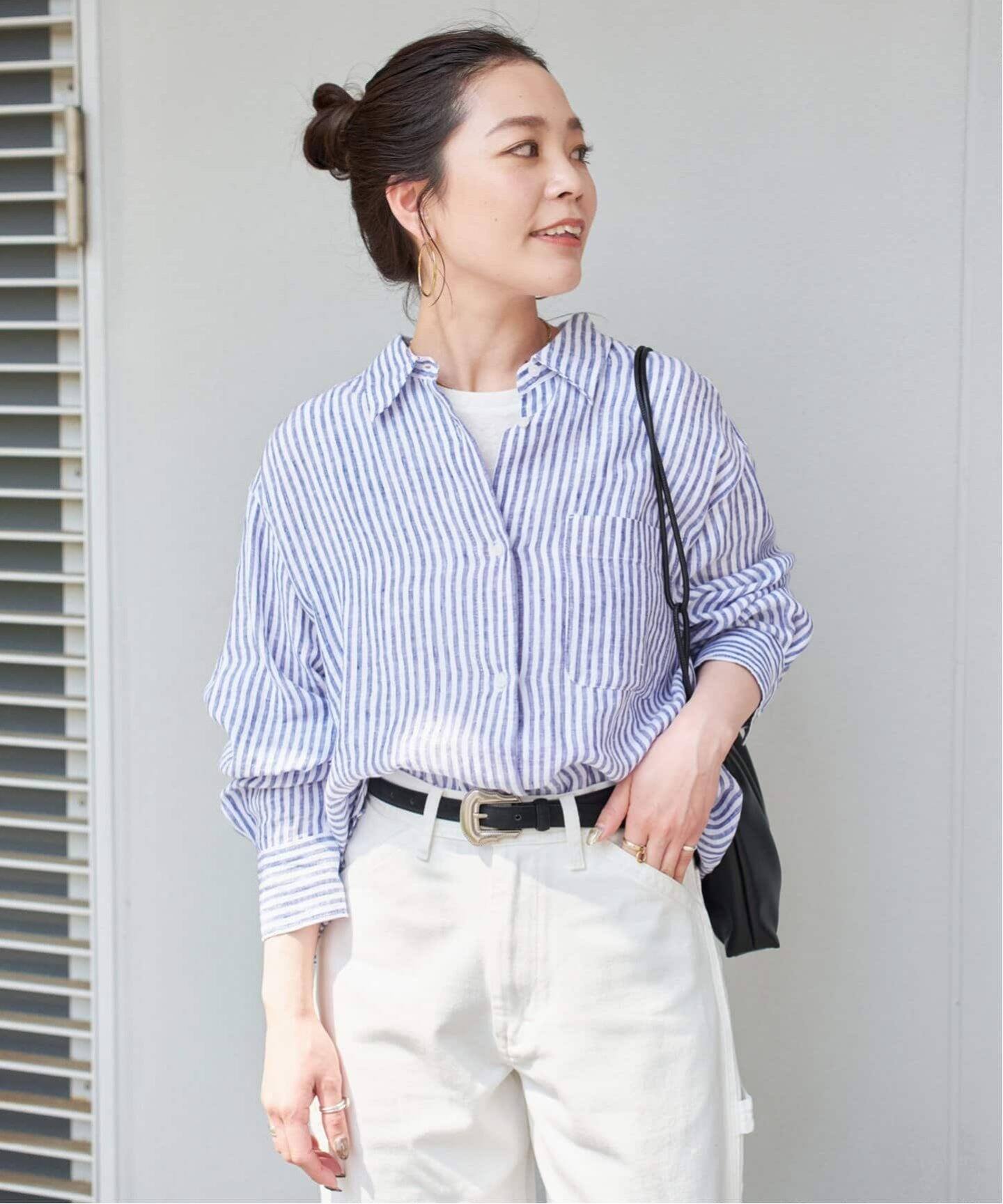 FLAX グレー 長袖リネンシャツ European Flax / ヨーロピアンフラックス】リネンレーヨン