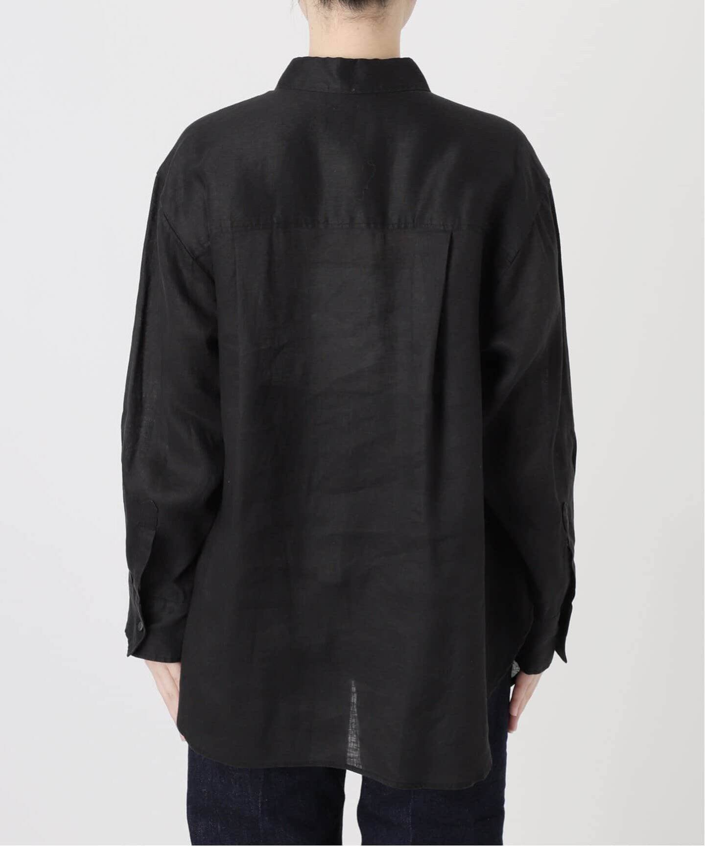 【新品】FRAMWORK フレンチリネンシャツ ブラック 追加4》手洗い可 / 2wayフレンチリネンシャツ（シャツ／ブラウス