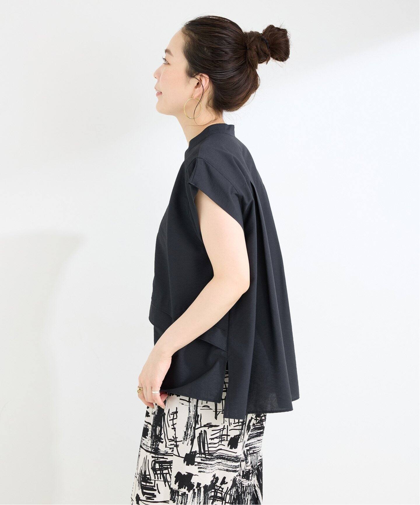 ブラウス シャツ 手洗い可 / UVカット / UVケアフロントフレアースタンドシャツ レディース B.C STOCK ブラウス シャツ 手洗い可 / UVカット UVケアフロント