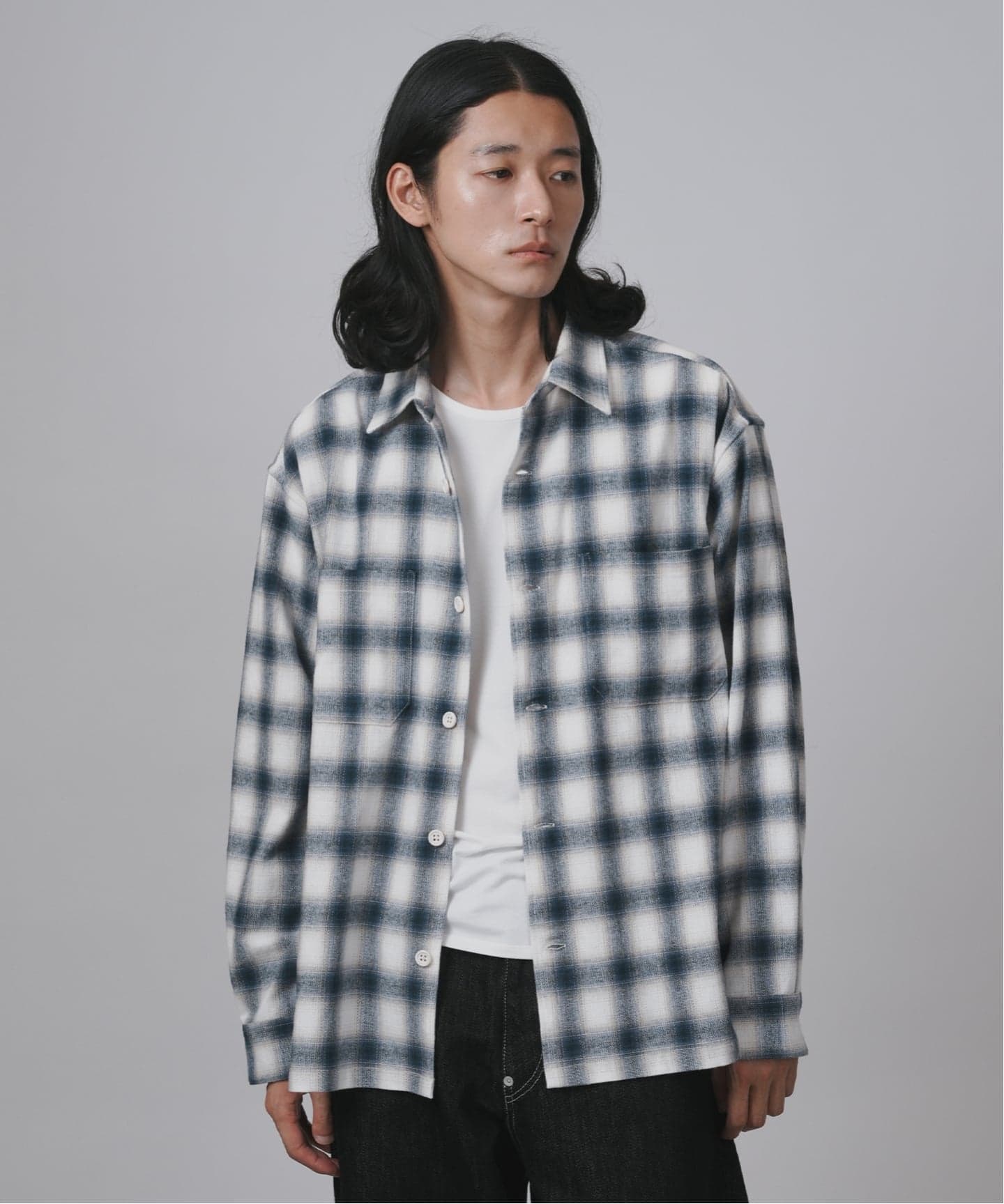 ホップサック オンブレチェックシャツ