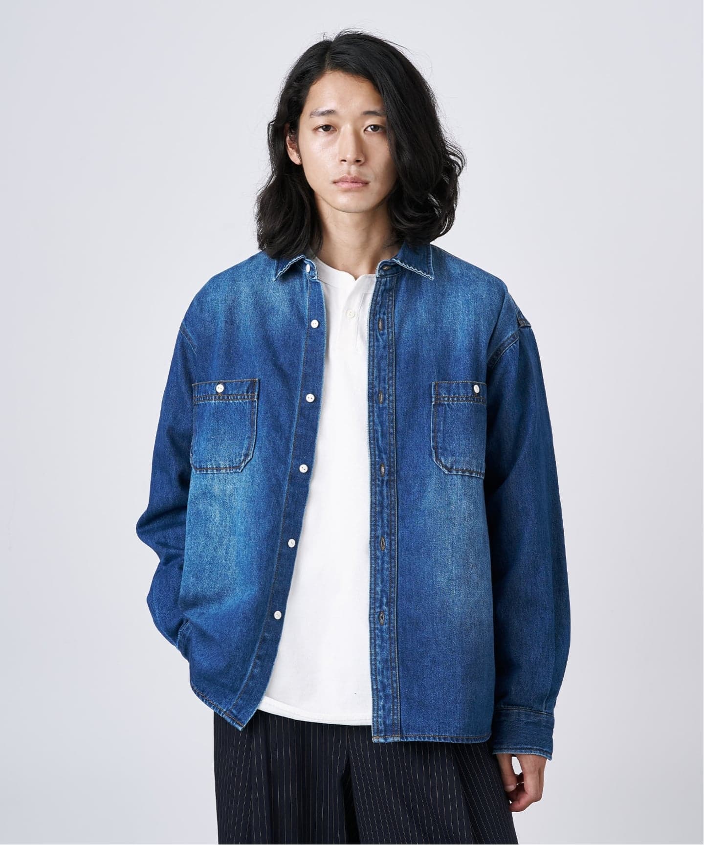 ソフトデニム オーバーシャツ（シャツ／ブラウス）｜B.C STOCK（ベー