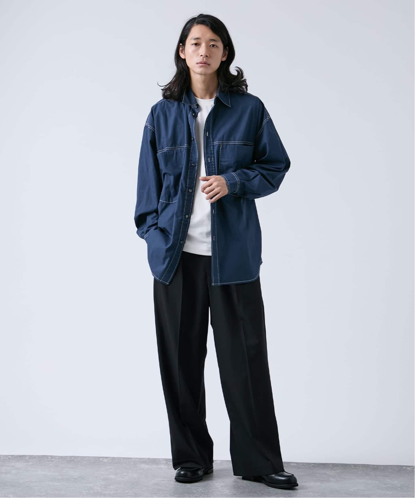 オーバーダイ加工 ステッチオーバーシャツ（シャツ／ブラウス）｜B.C