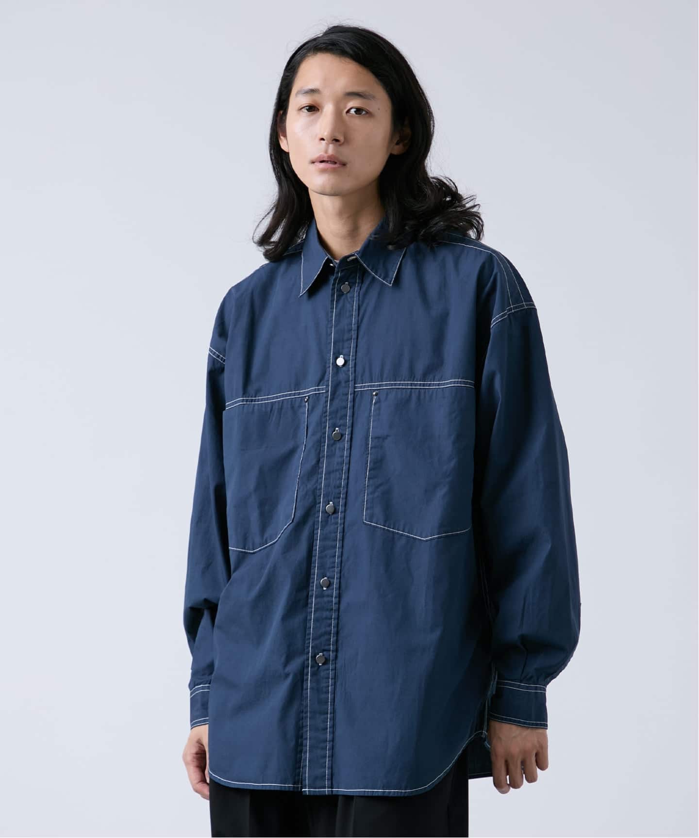 在庫確認中です❁︎ オーバーダイ加工 ステッチオーバーシャツ（シャツ／ブラウス）｜B.C