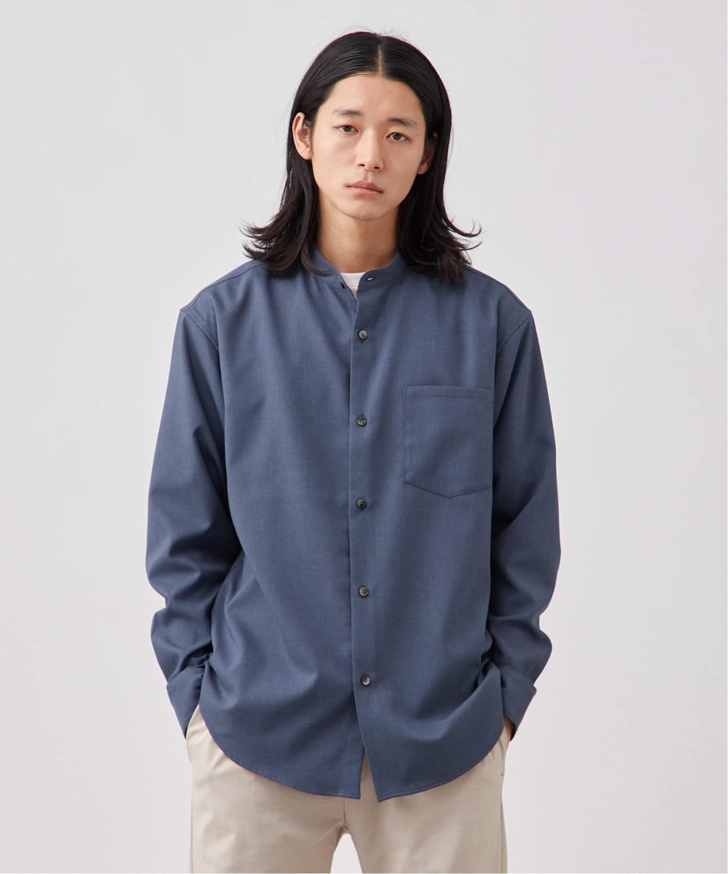 大きいサイズ アンタイトル アムゼンバンドカラーシャツ 長袖 ボルドー 4XL 大きいサイズ アンタイトル アムゼンバンドカラーシャツ 長袖