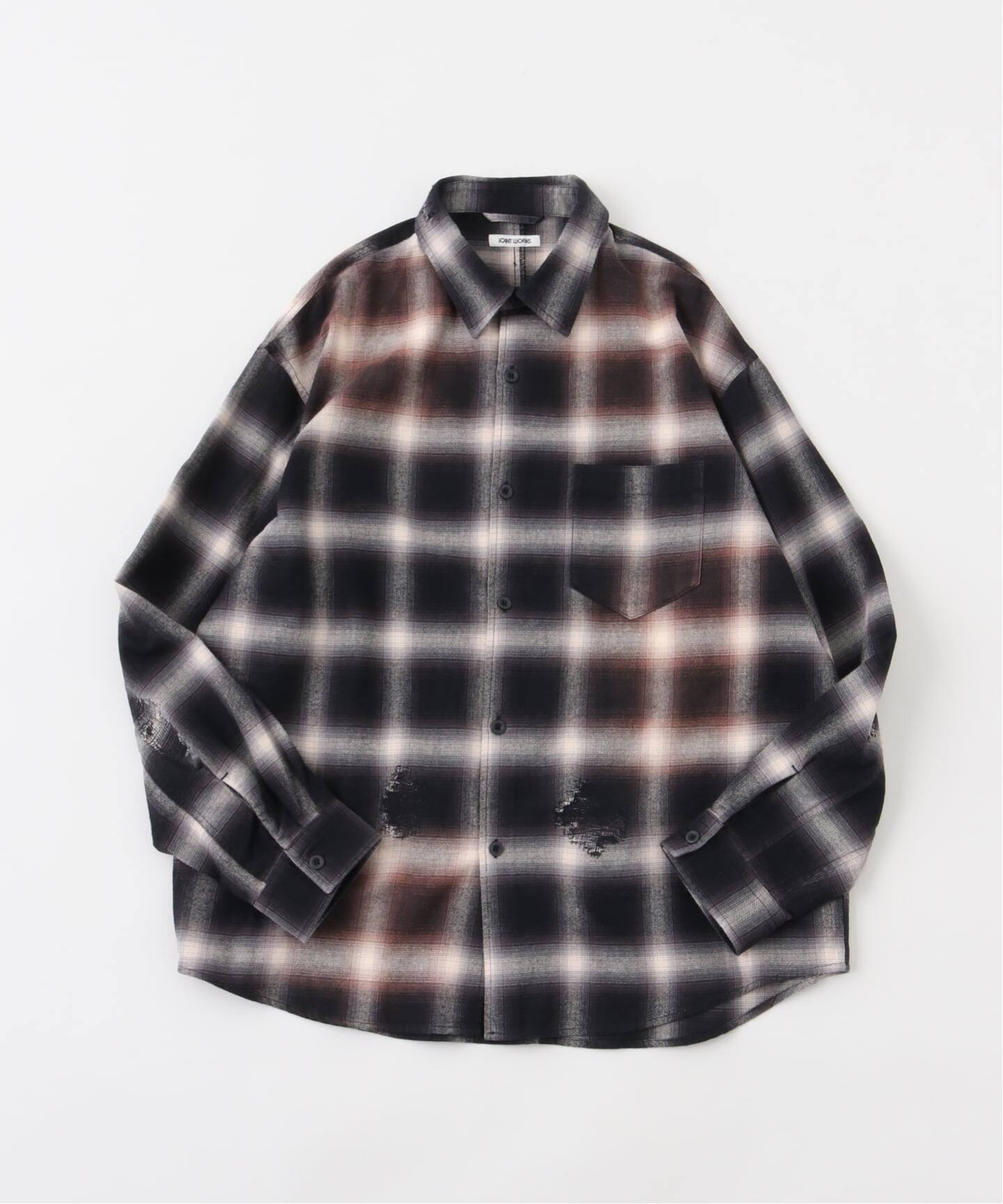 オンブレチェックダメージシャツ / Ombre Check Damage Shirt（シャツ
