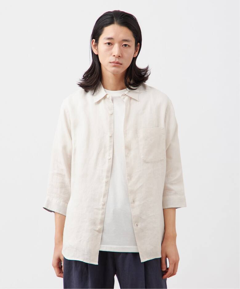 European Flax / ヨーロピアンフラックス】リネン 7分袖シャツ（シャツ 
